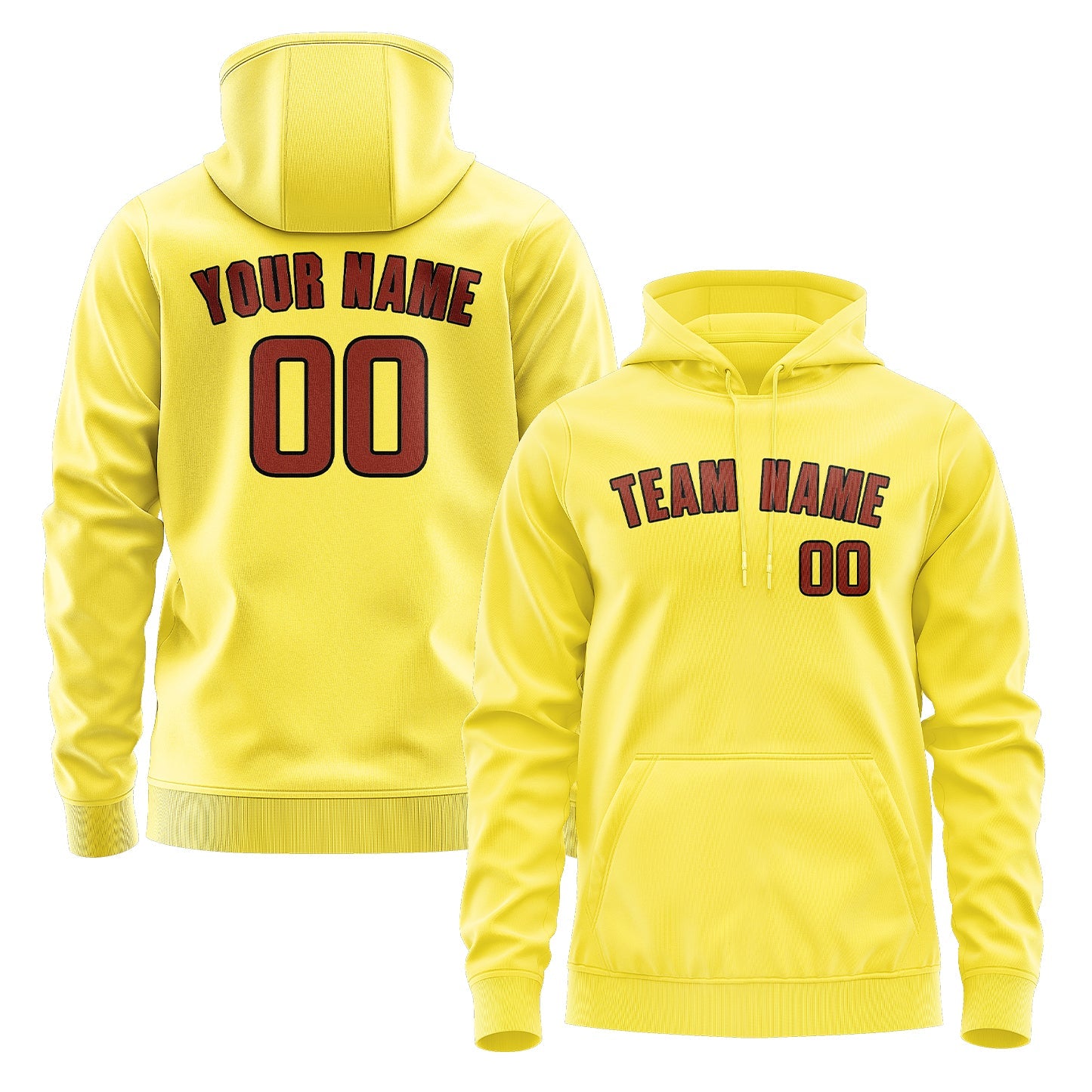 Custom Light Yellow Coral Red Hoodie