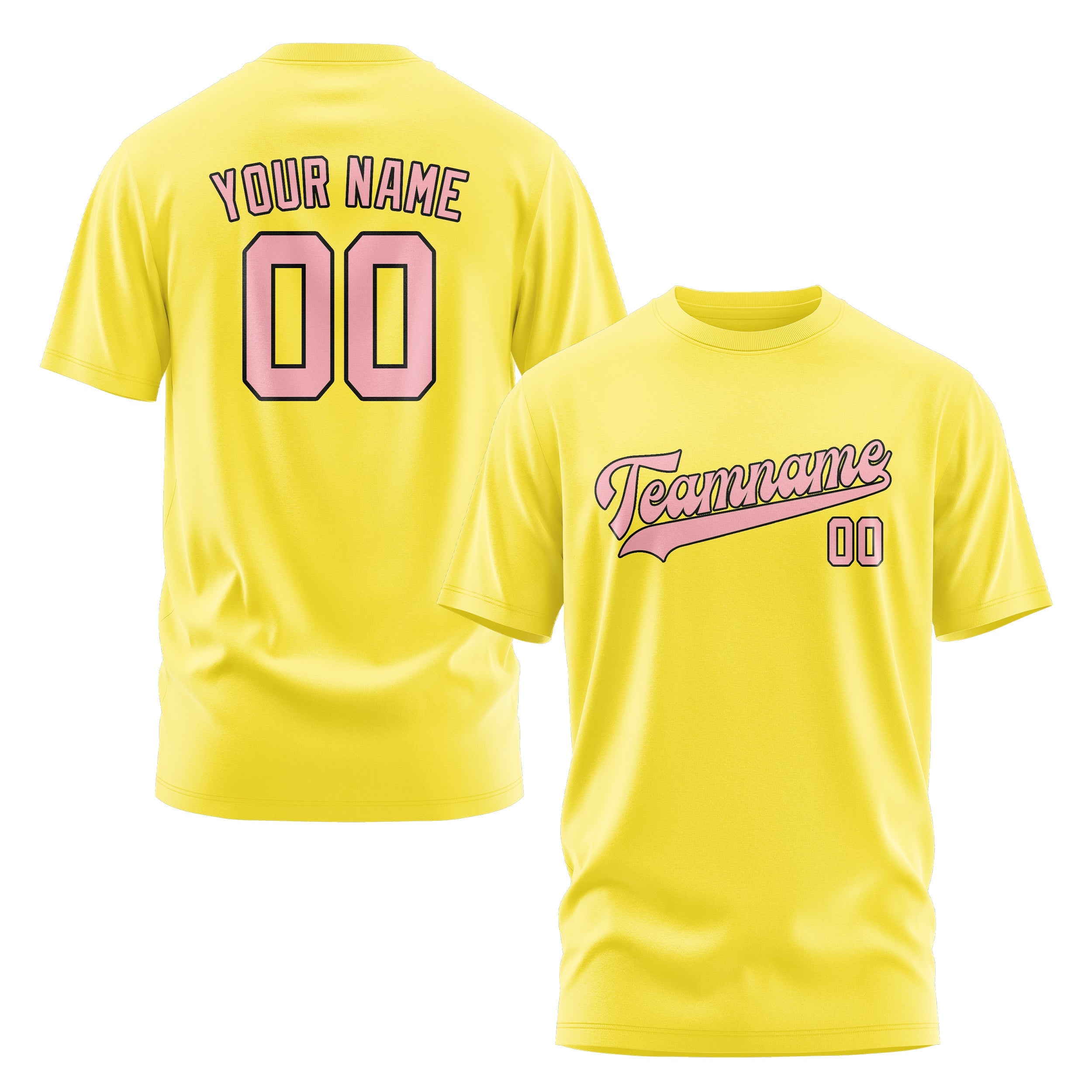 Custom Light Yellow Light Pink T-Shirt