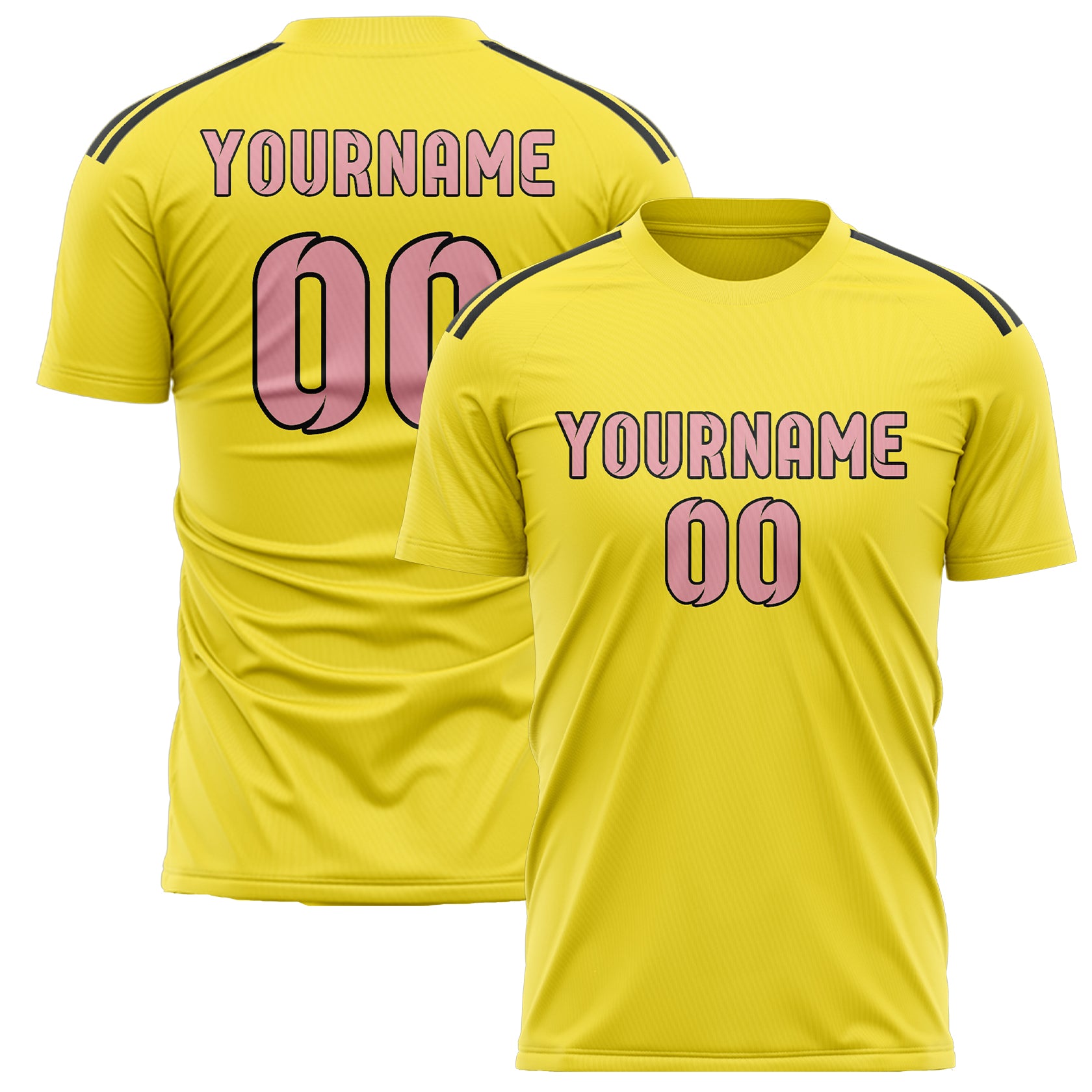 Custom Light Yellow Light Pink Soccer Jersey
