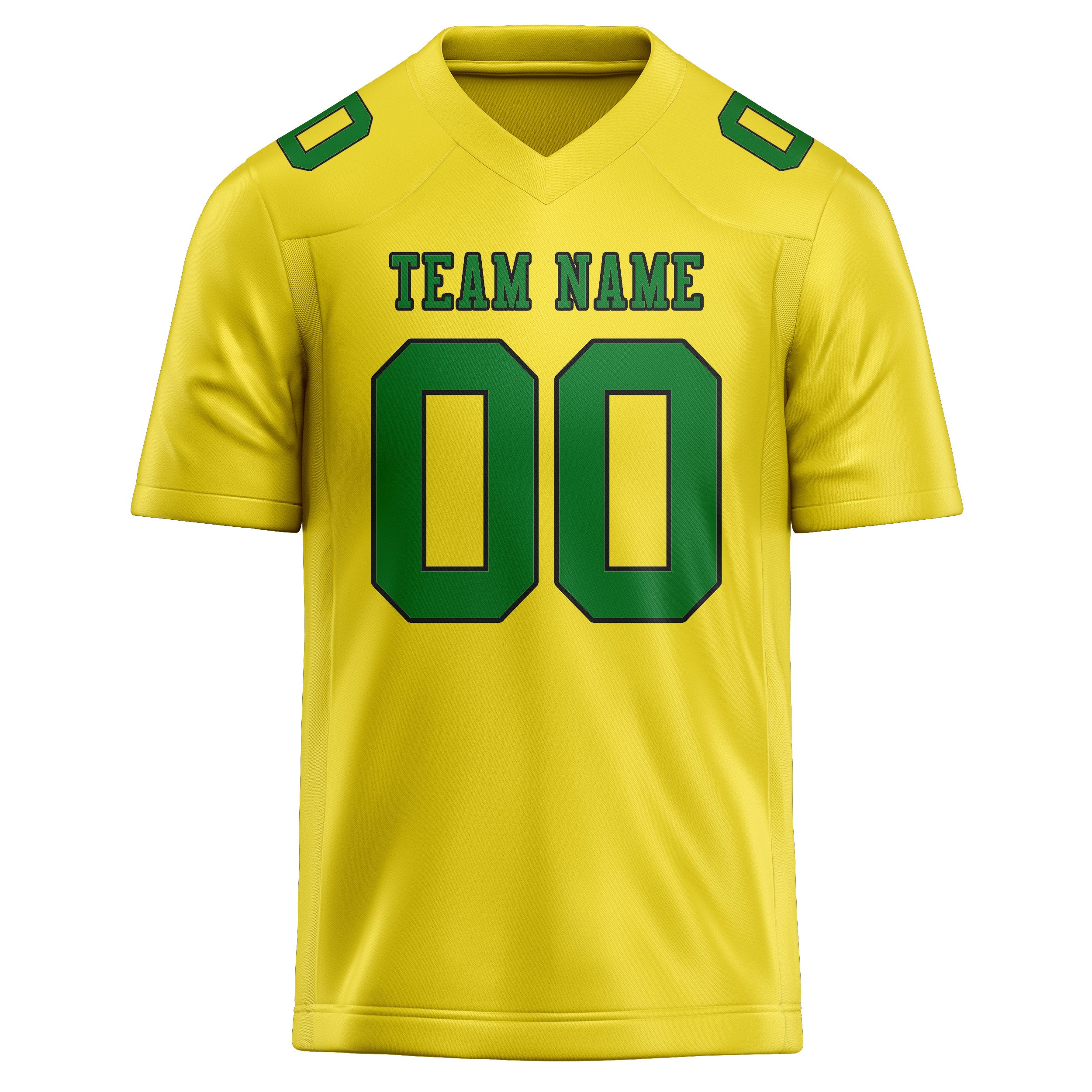 Custom Light Yellow Emerald Green Football Jersey