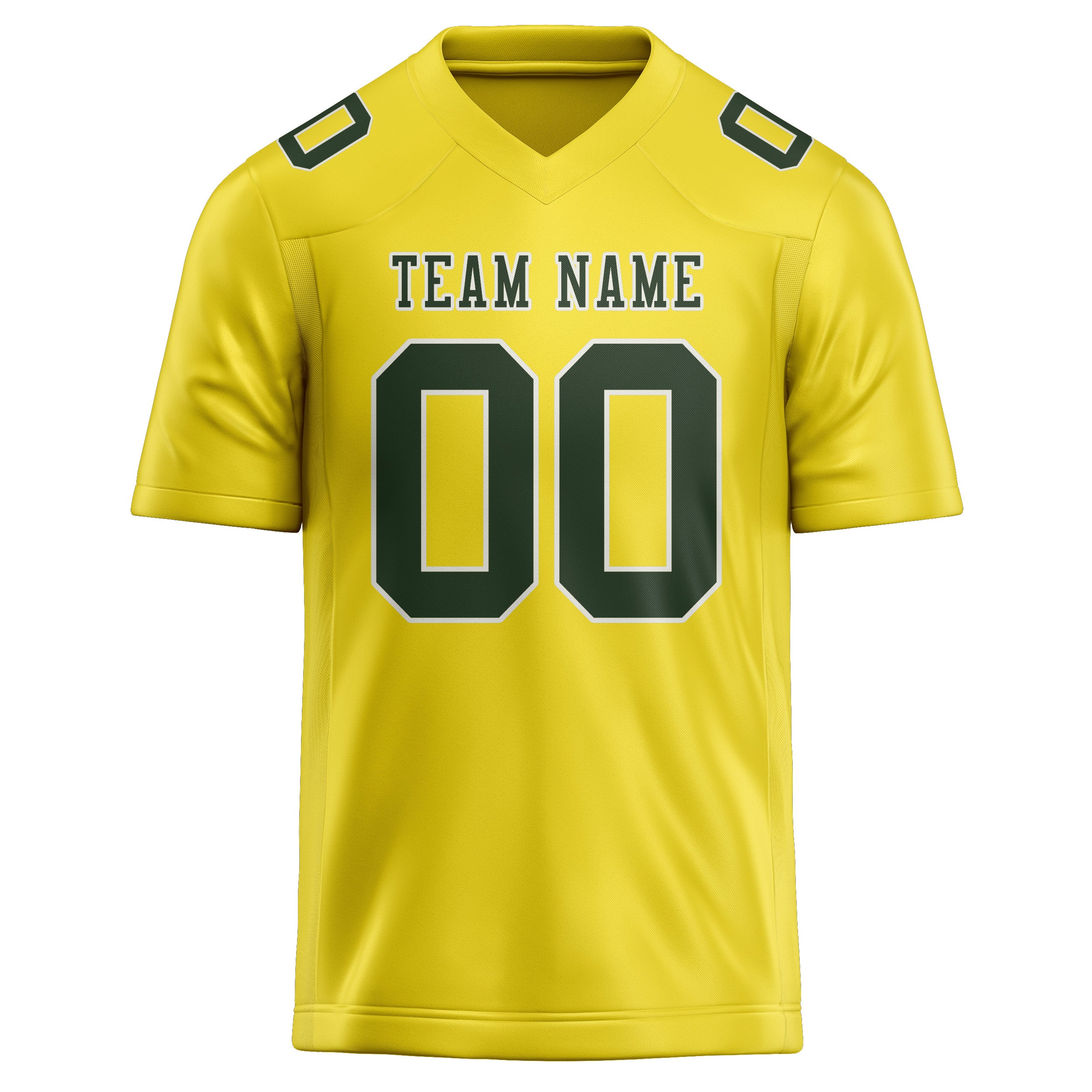 Custom Light Yellow Dark Green Football Jersey