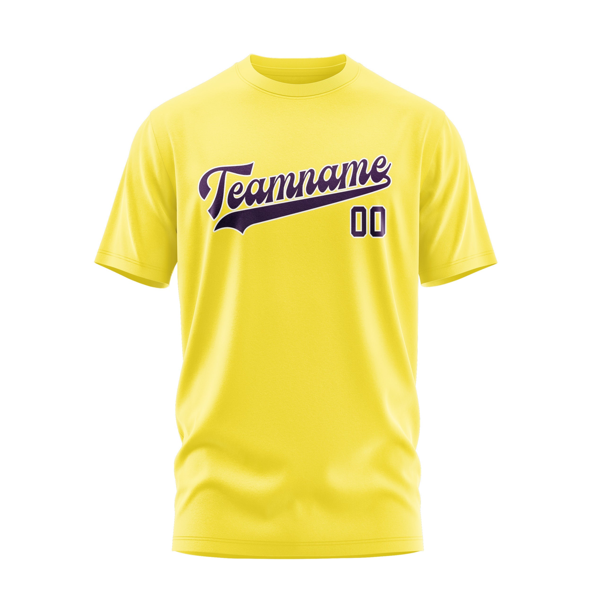 Custom Light Yellow Purple T-Shirt