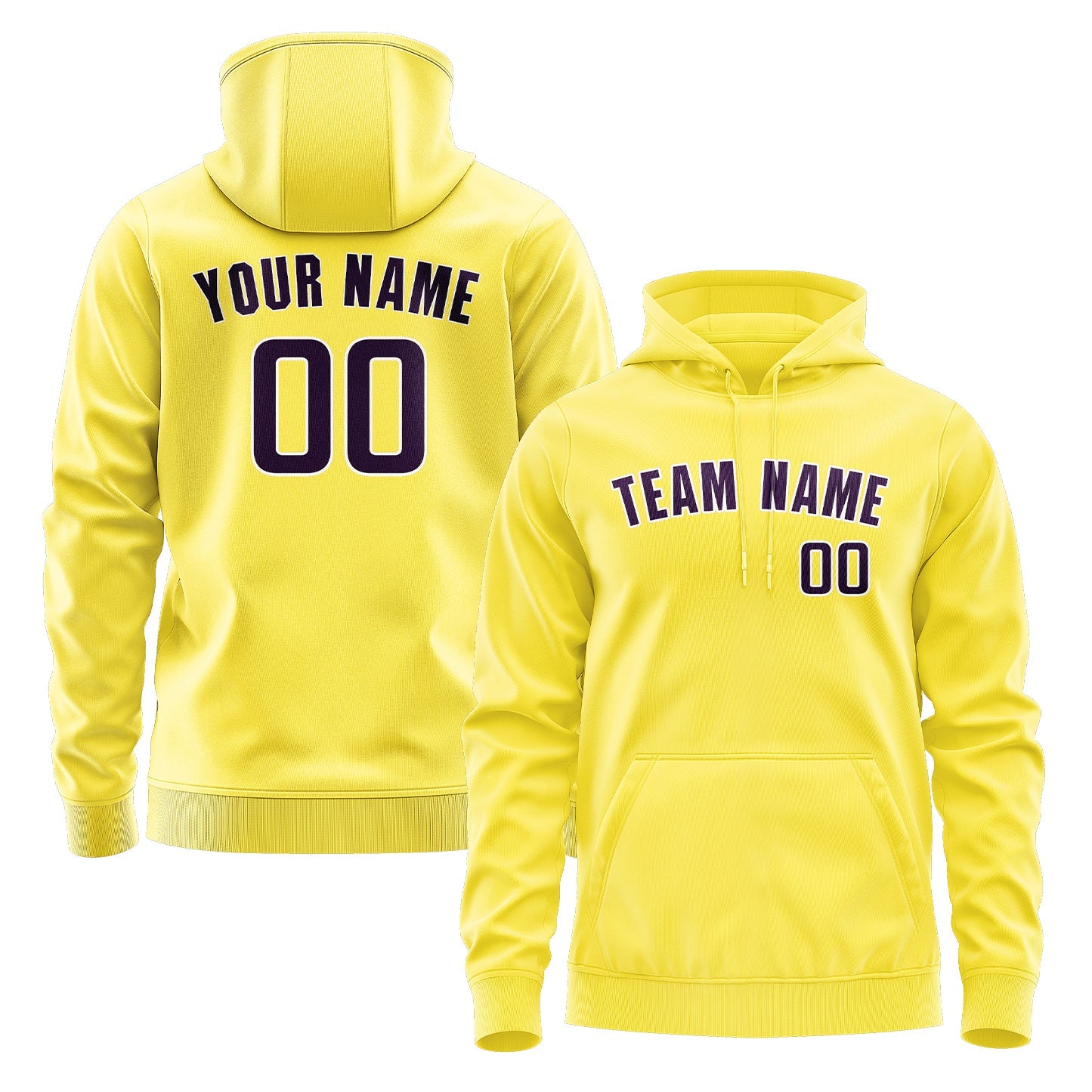 Custom Light Yellow Purple Hoodie
