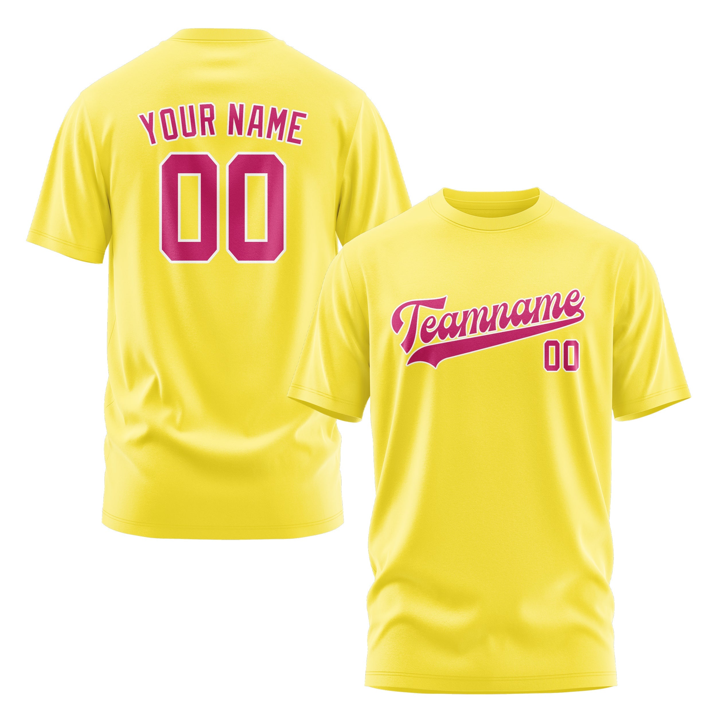 Custom Light Yellow Pink T-Shirt