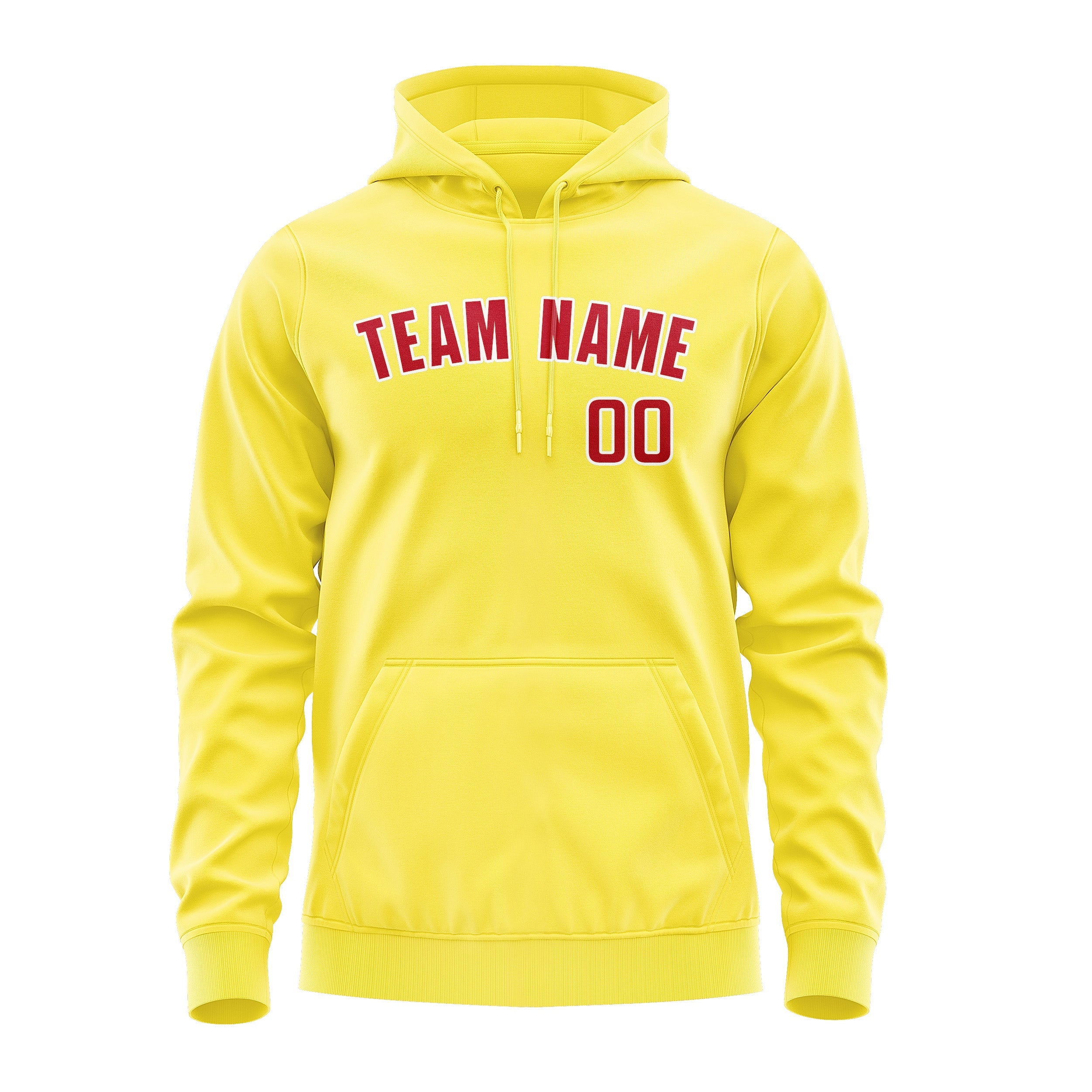 Custom Light Yellow Red Hoodie