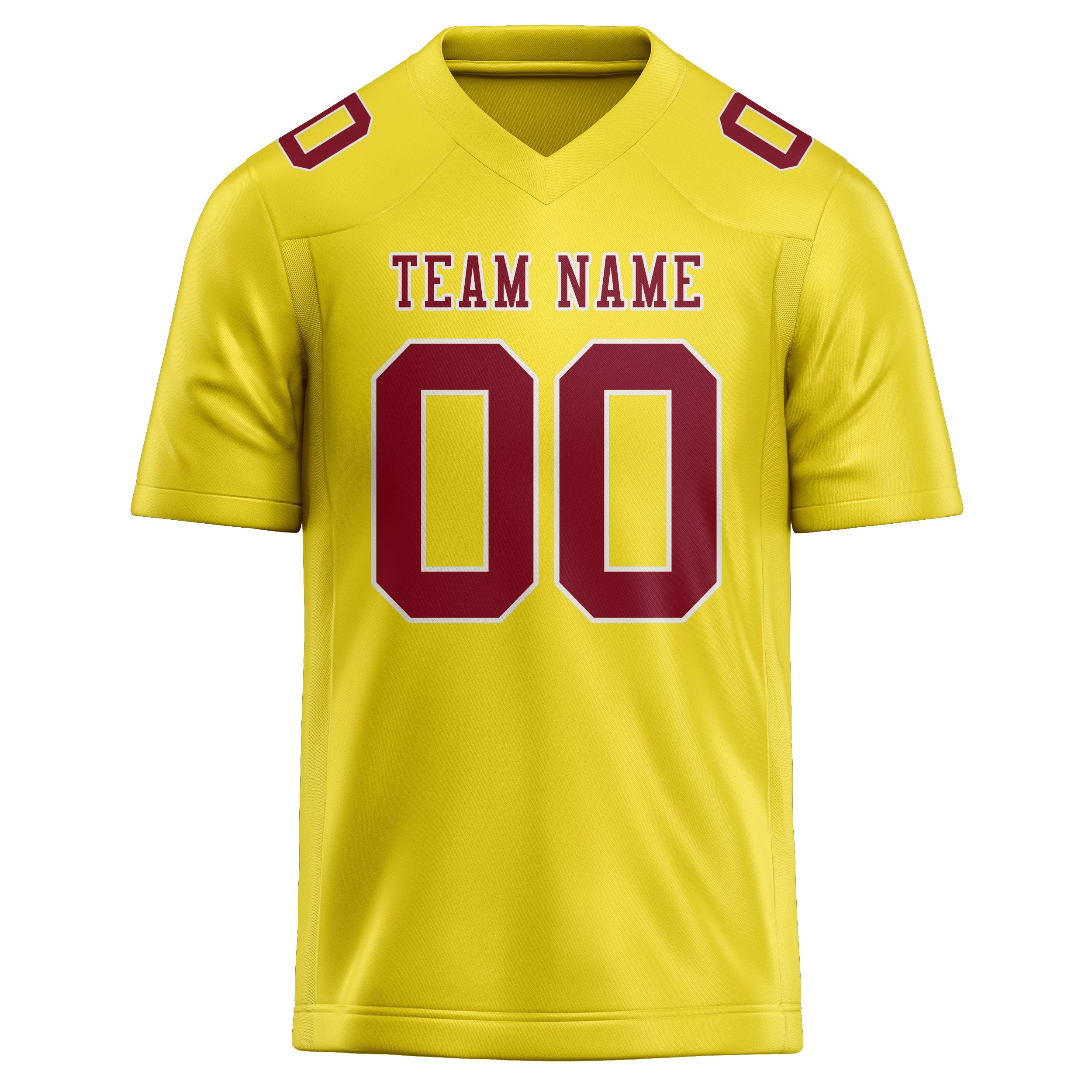 Custom Light Yellow Crimson Red Football Jersey