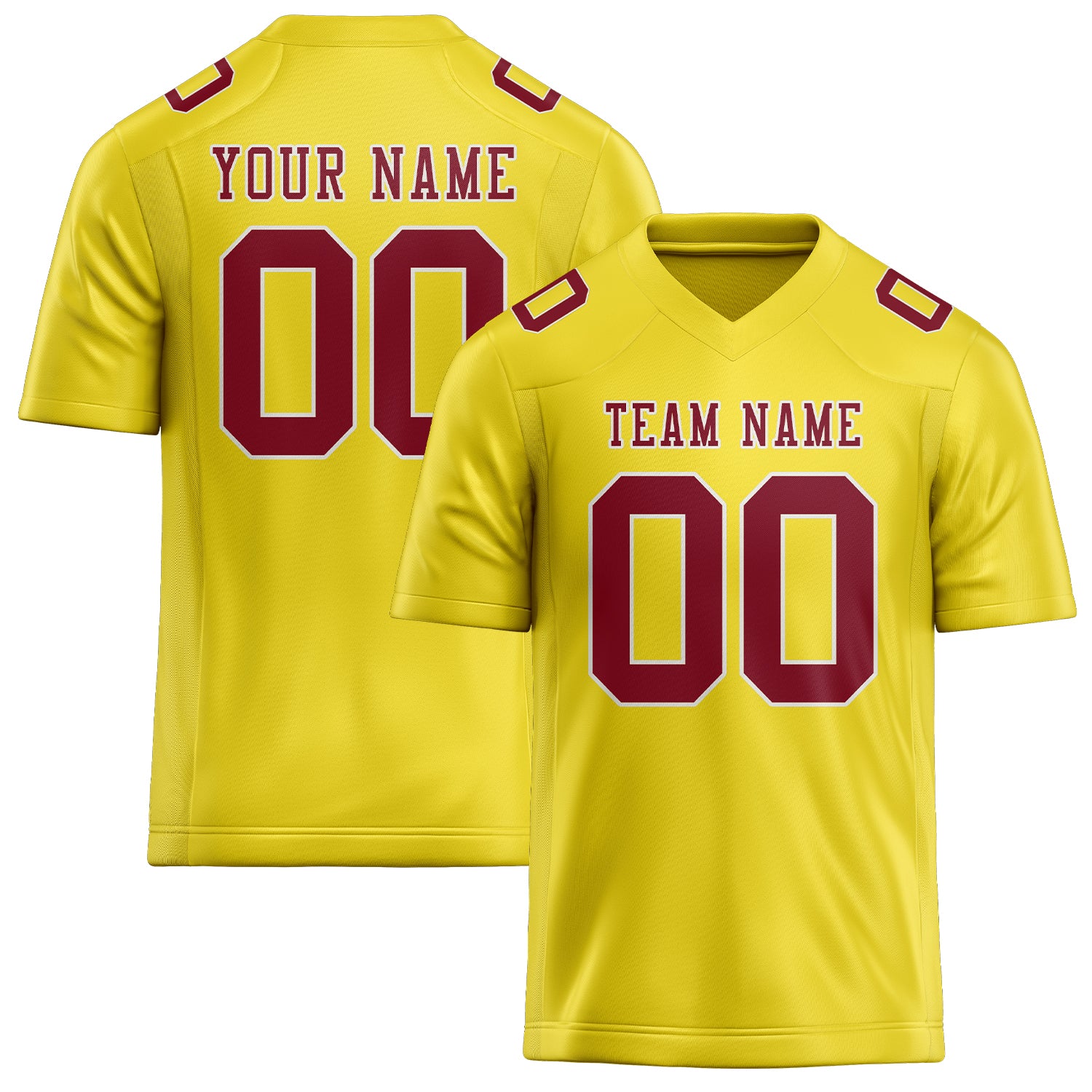 Custom Light Yellow Crimson Red Football Jersey