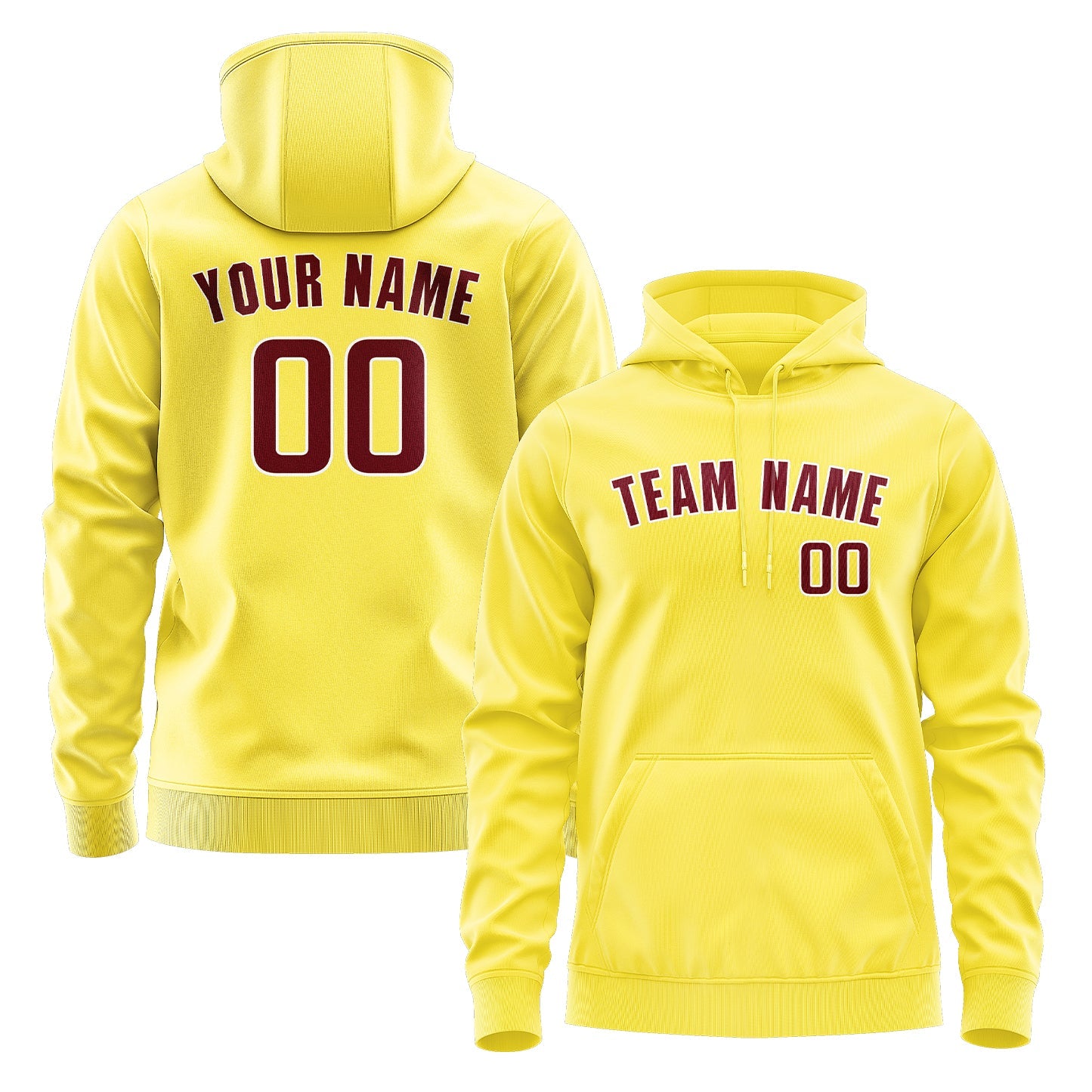 Custom Light Yellow Crimson Red Hoodie