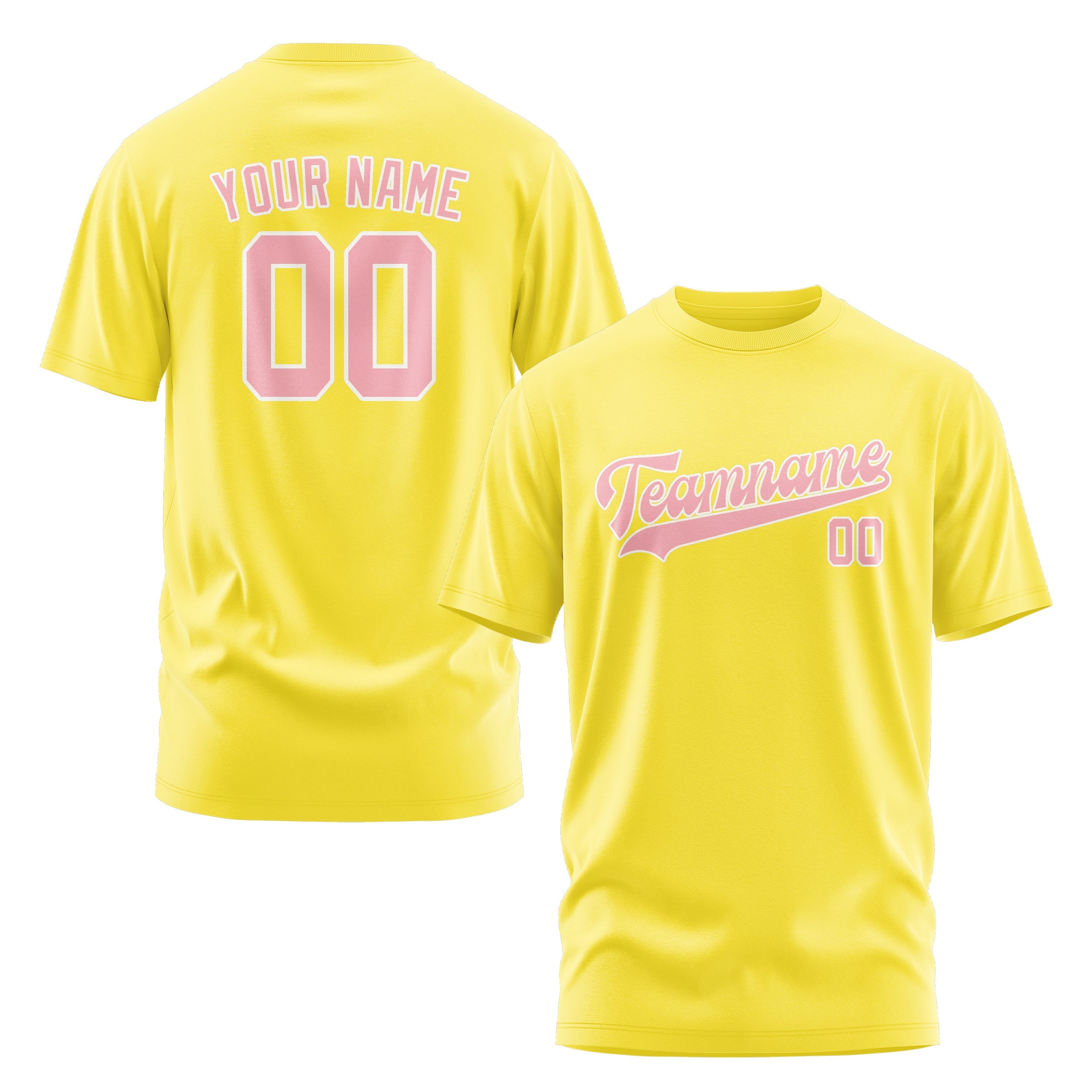 Custom Light Yellow Light Pink T-Shirt