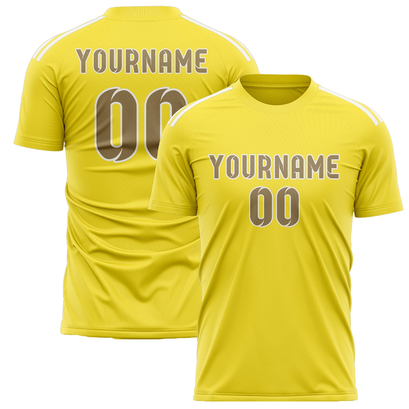 Custom Light Yellow Light Khaki Soccer Jersey