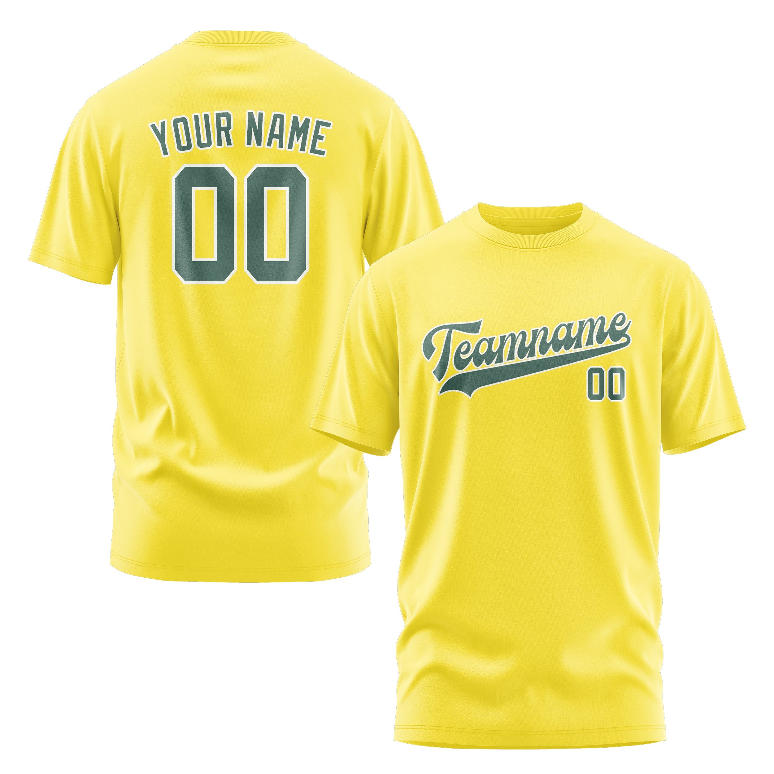 Custom Light Yellow Blue Green T-Shirt