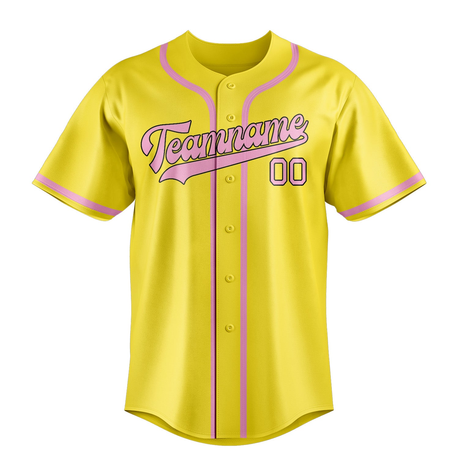 Custom Light Yellow Light Pink Baseball Jersey