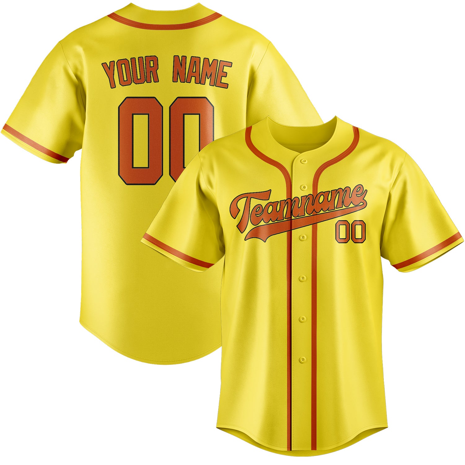Custom Light Yellow Orange Baseball Jersey