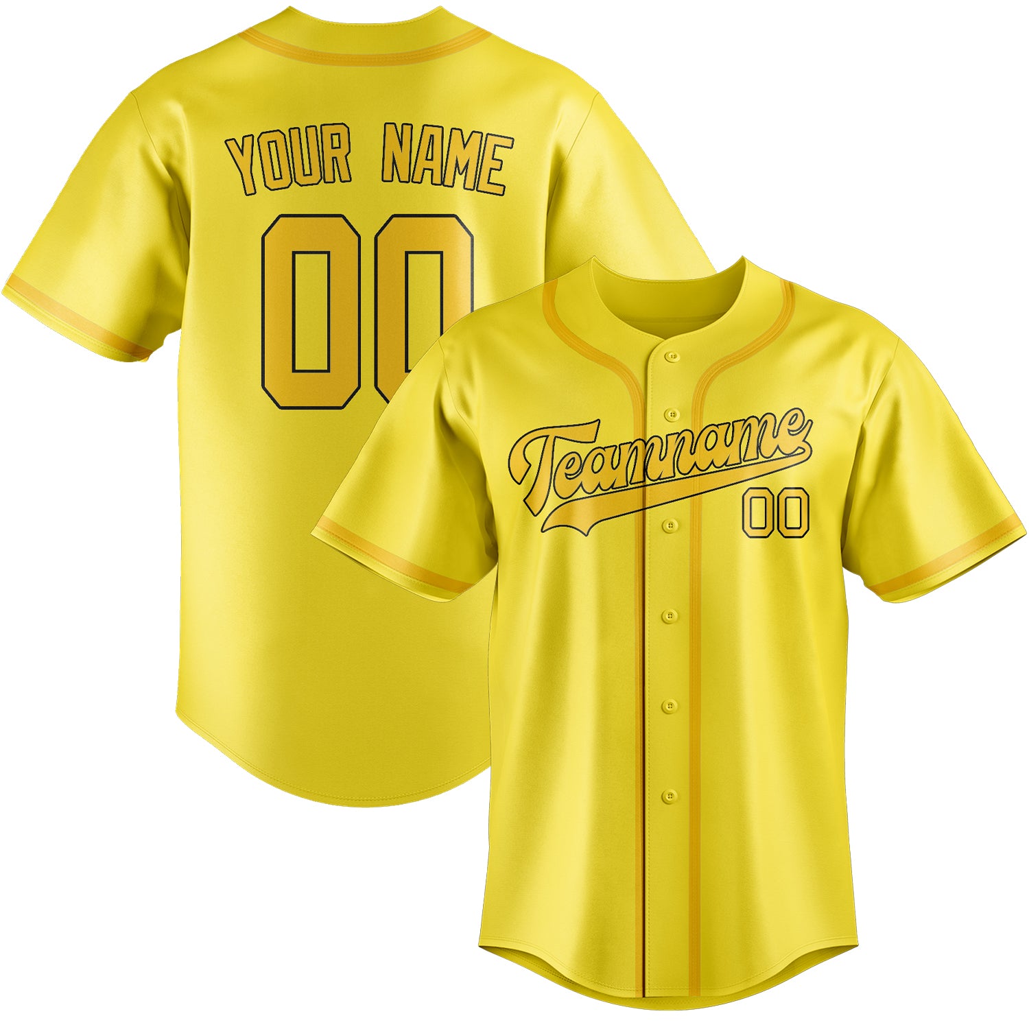 Custom Light Yellow Gold Baseball Jersey