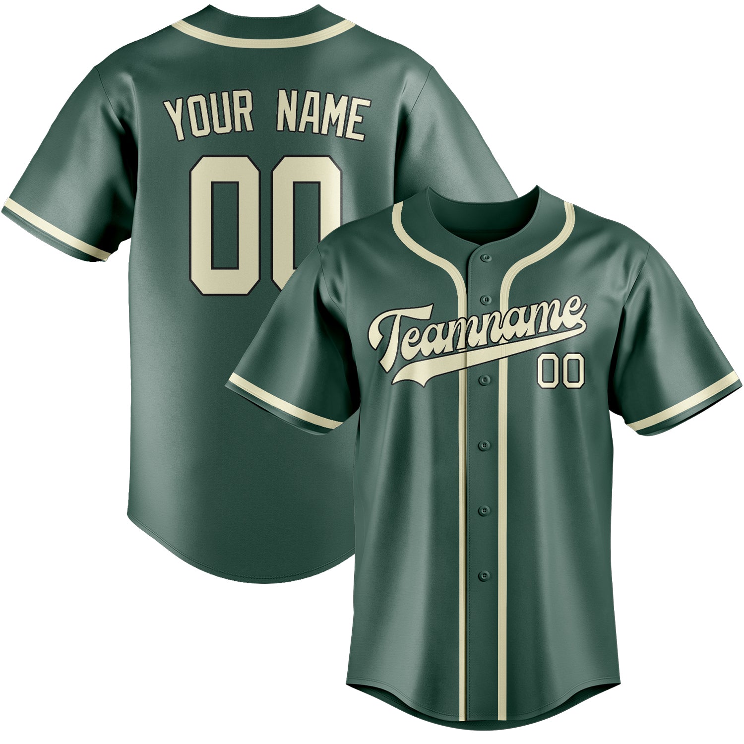 Custom Blue Green Cream Baseball Jersey