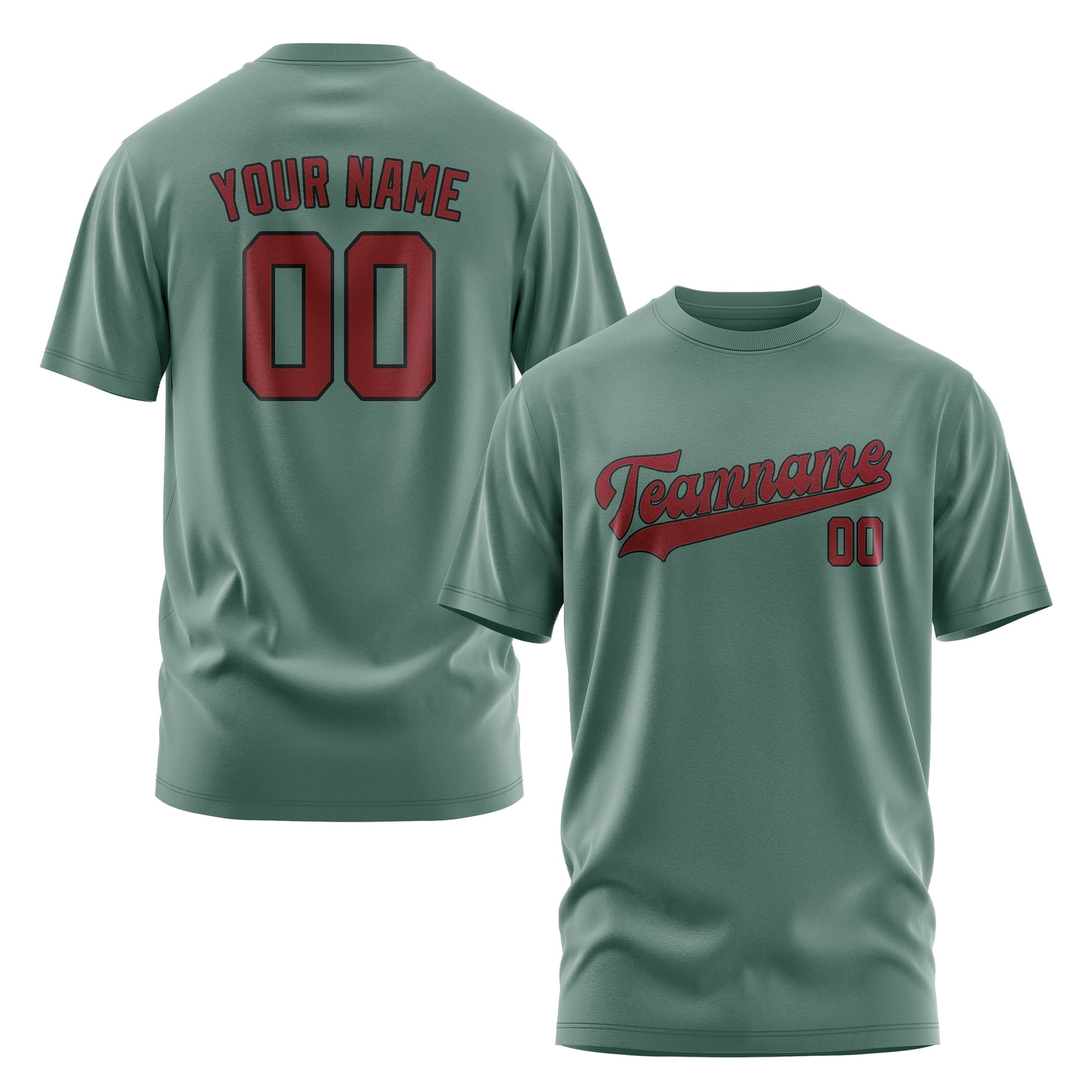 Custom Blue Green Crimson Red T-Shirt