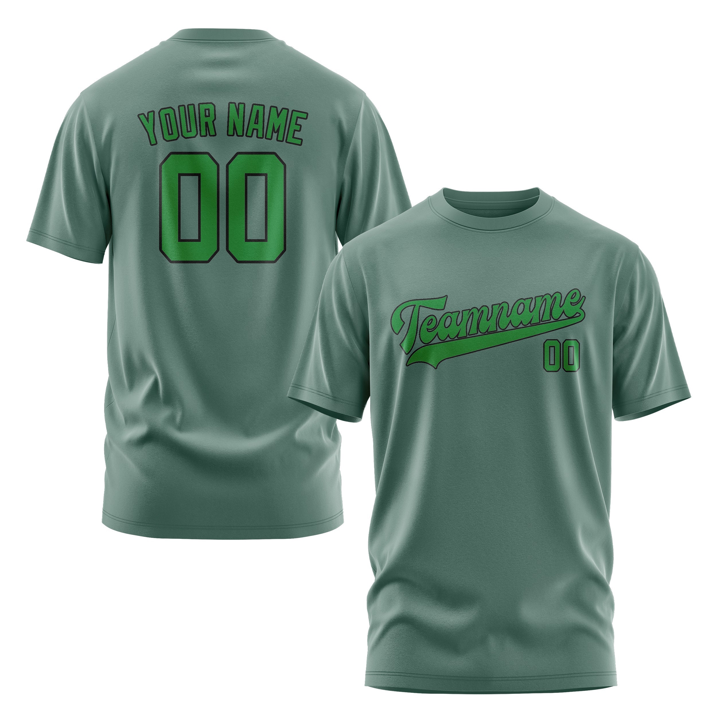 Custom Blue Green Emerald Green T-Shirt