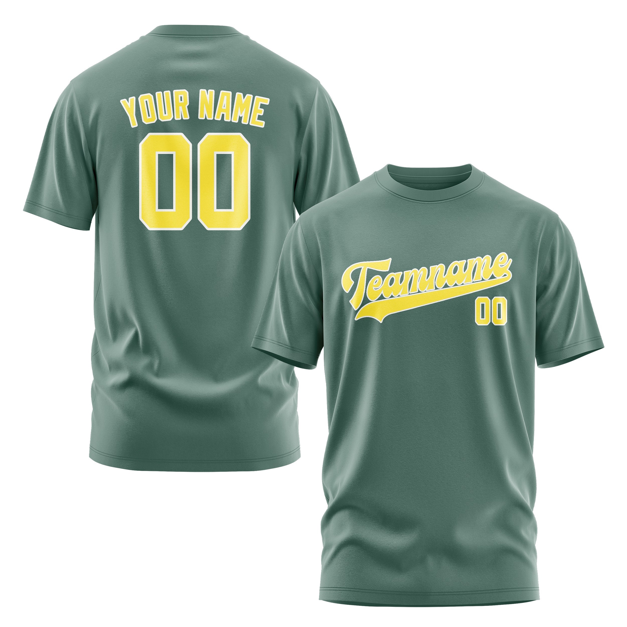 Custom Blue Green Light Yellow T-Shirt