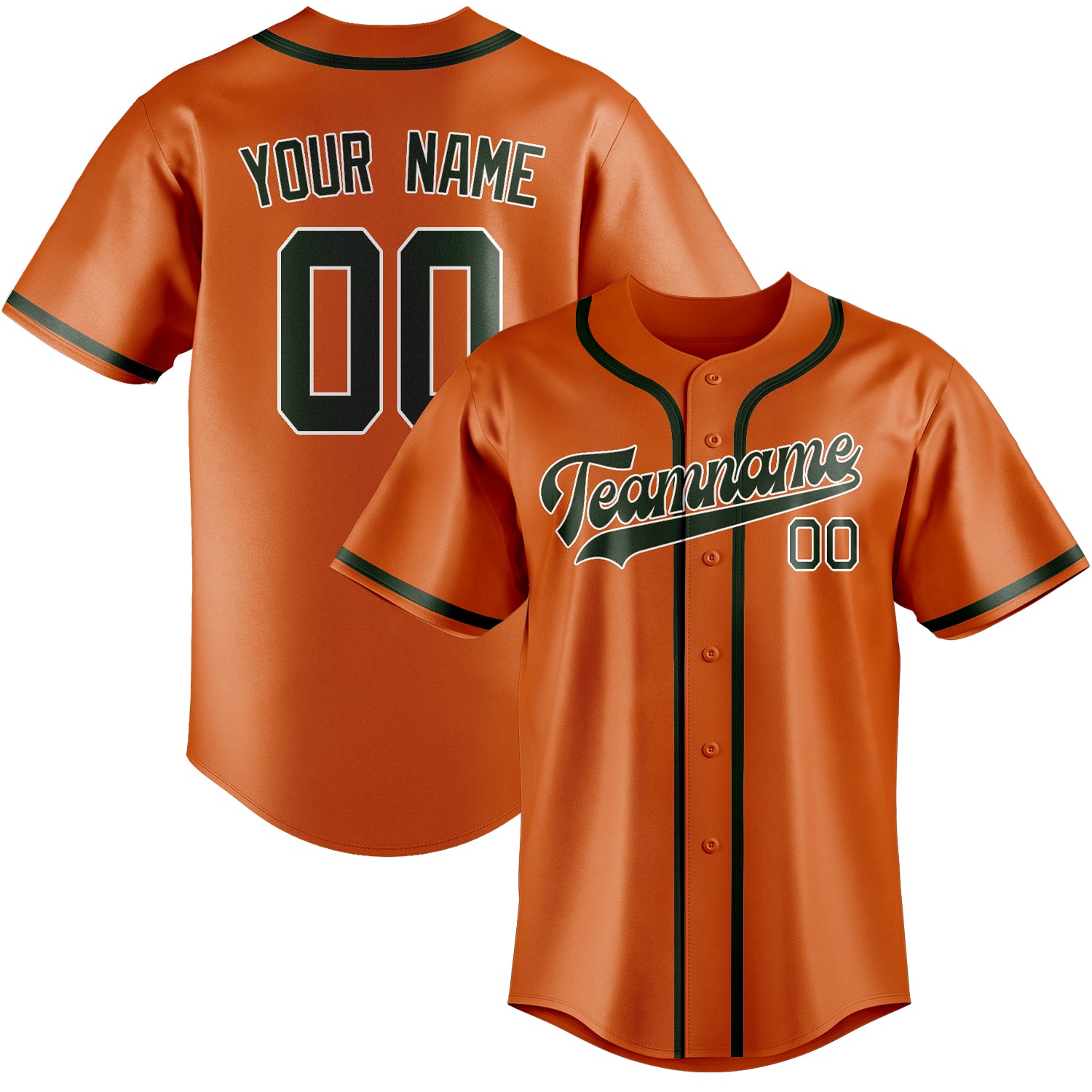 Custom Orange Dark Green Baseball Jersey