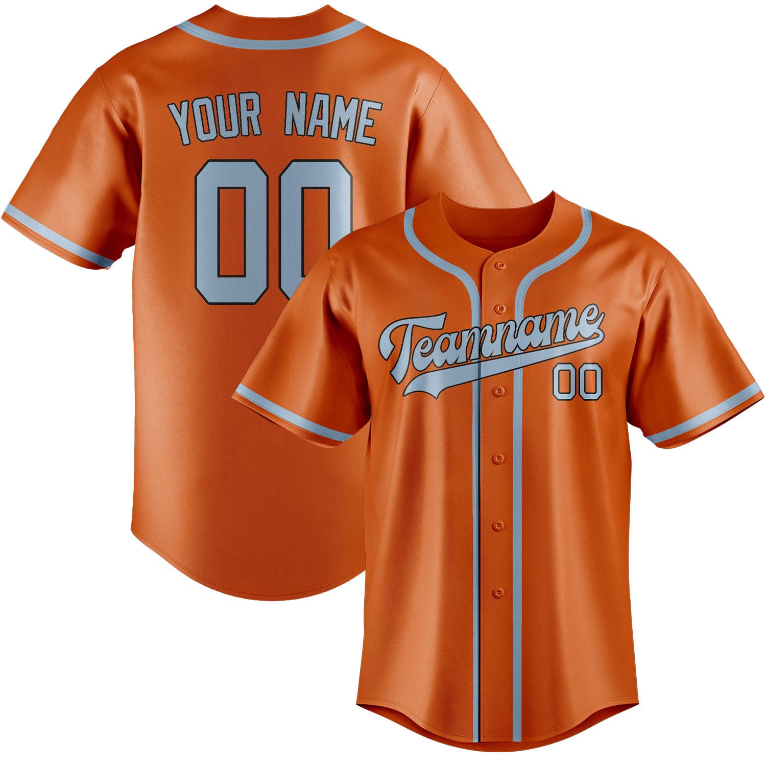 Custom Orange Light Blue Baseball Jersey