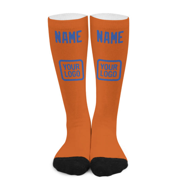 Custom Orange Sky Blue Knee-High Sock