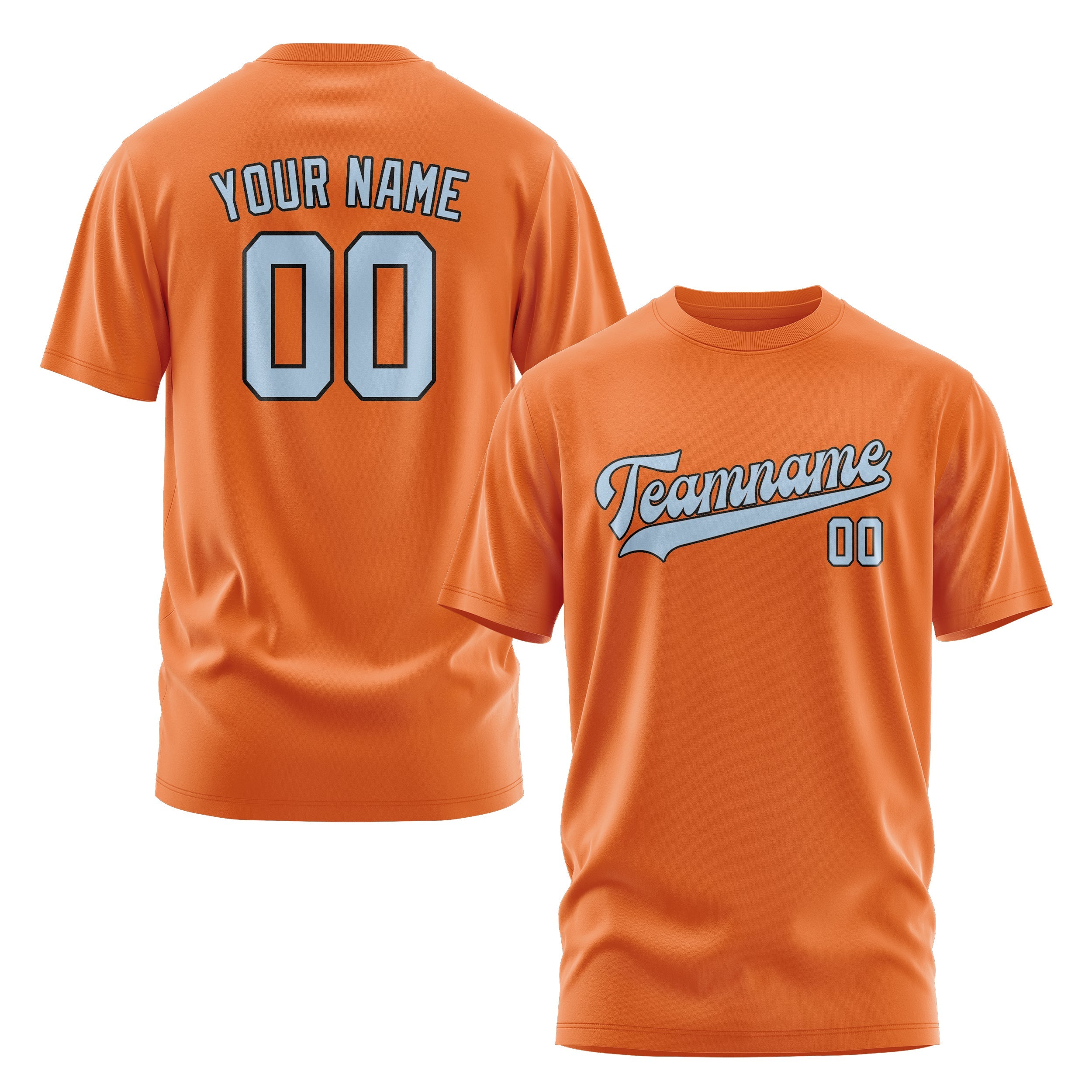Custom Orange Light Blue T-Shirt