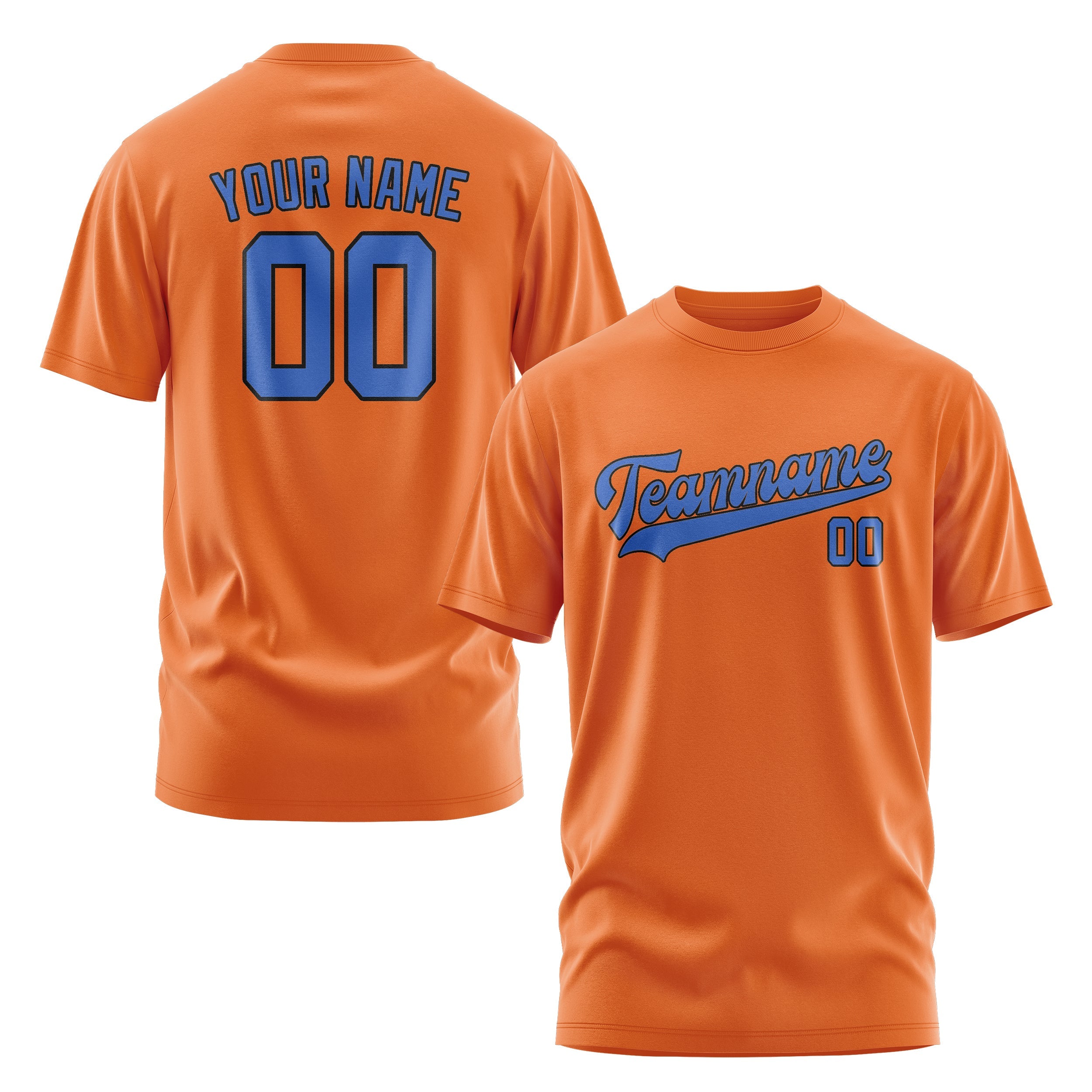 Custom Orange Sky Blue T-Shirt
