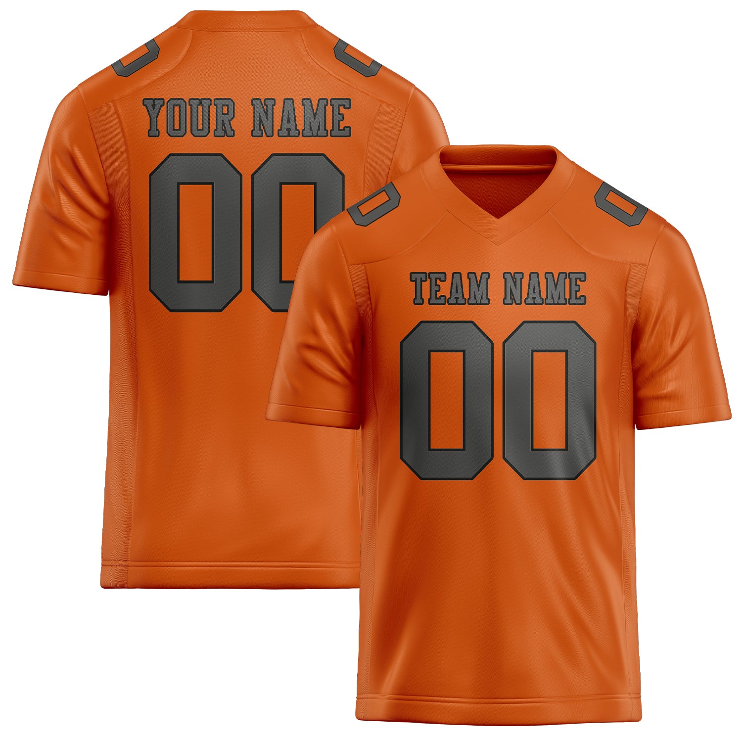Custom Orange Dark Grey Football Jersey