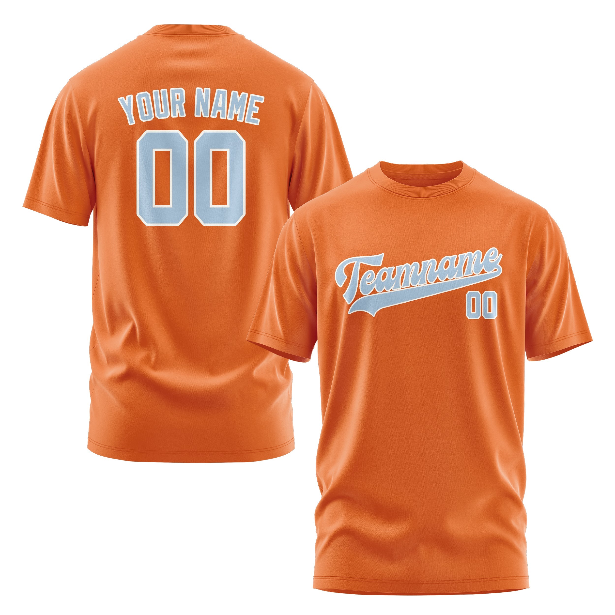 Custom Orange Light Blue T-Shirt