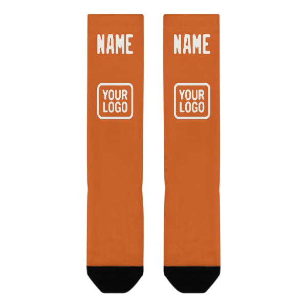 Custom Orange White Knee-High Sock