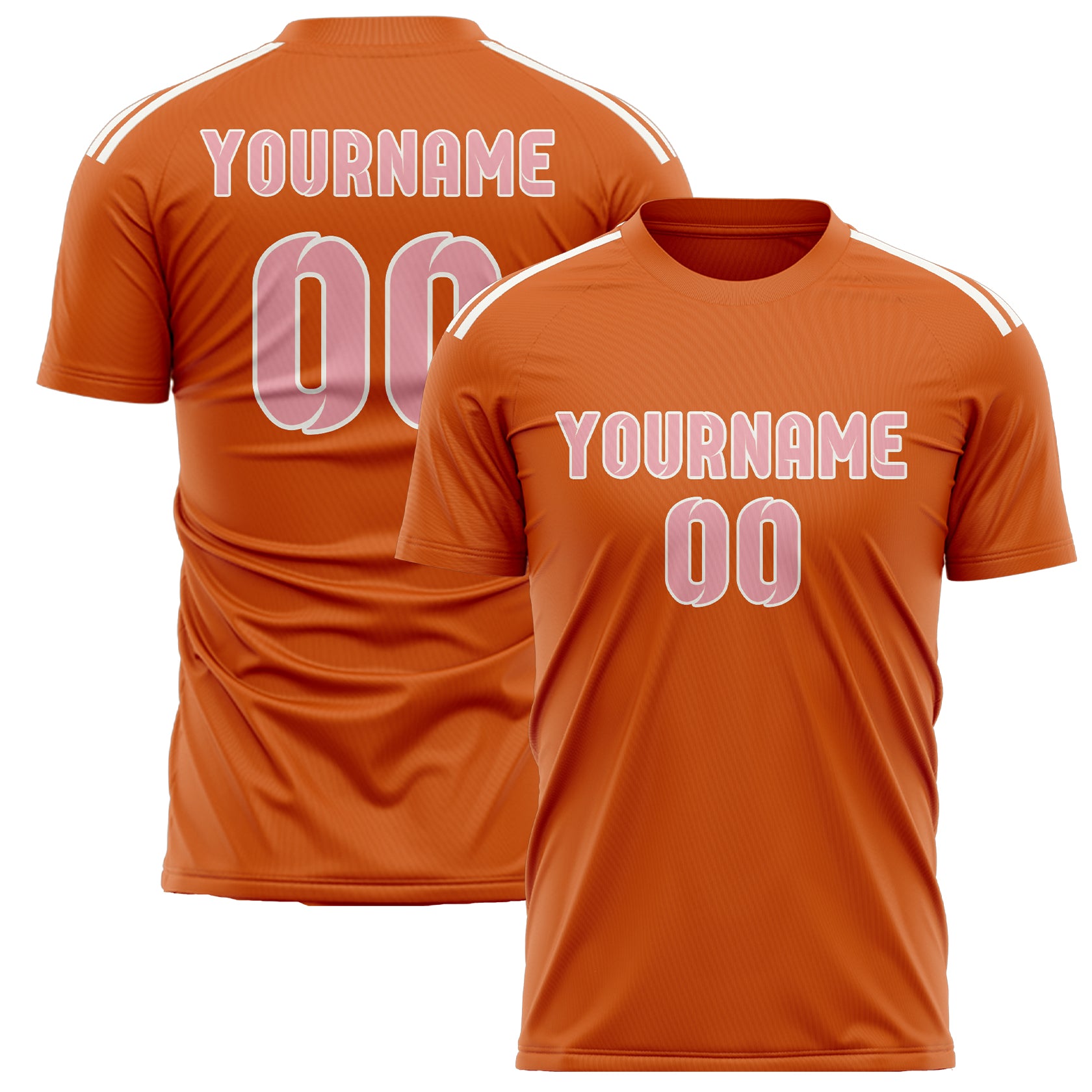 Custom Orange Light Pink Soccer Jersey