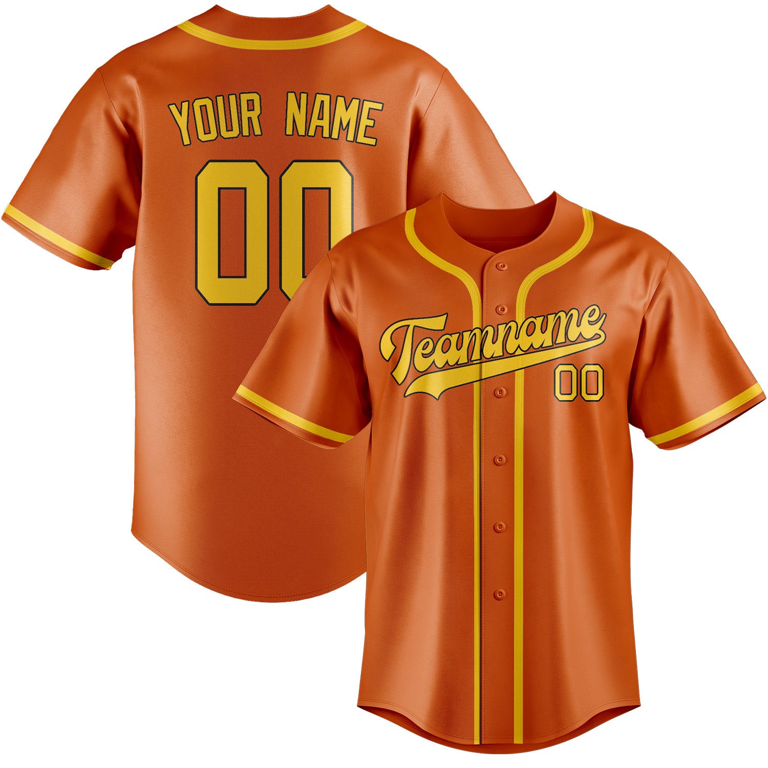 Custom Orange Gold Baseball Jersey