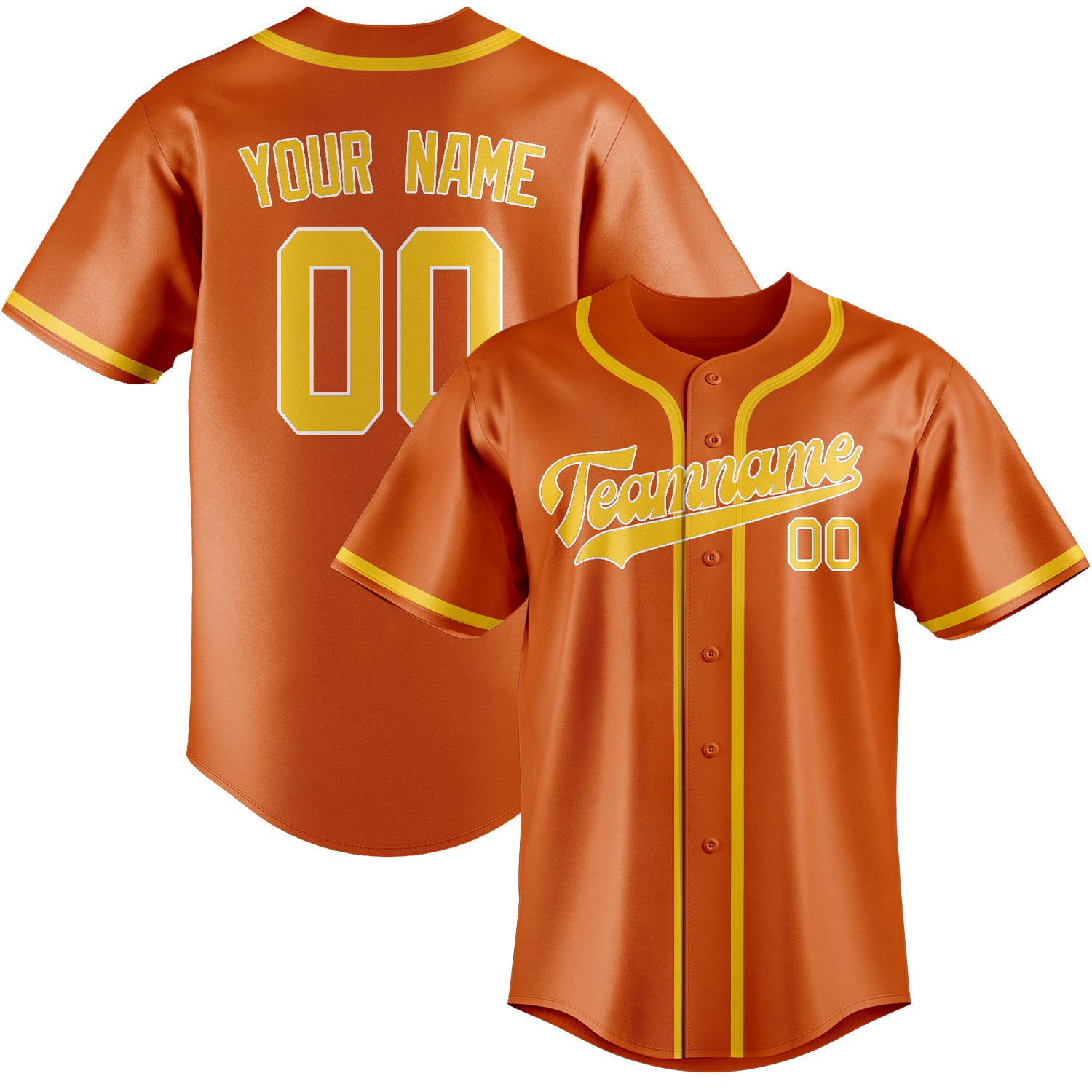 Custom Orange Gold Baseball Jersey