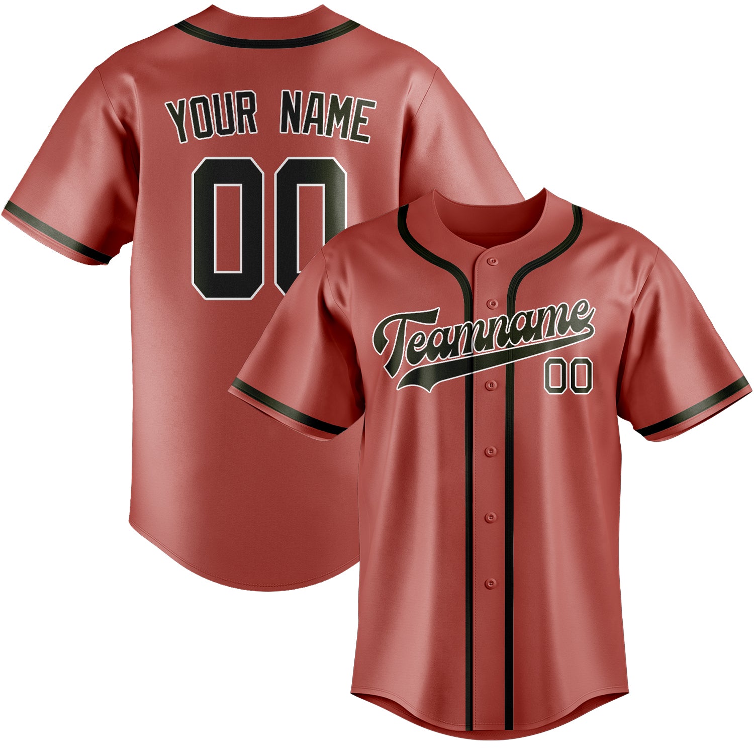 Custom Copper Rose Olive Baseball Jersey