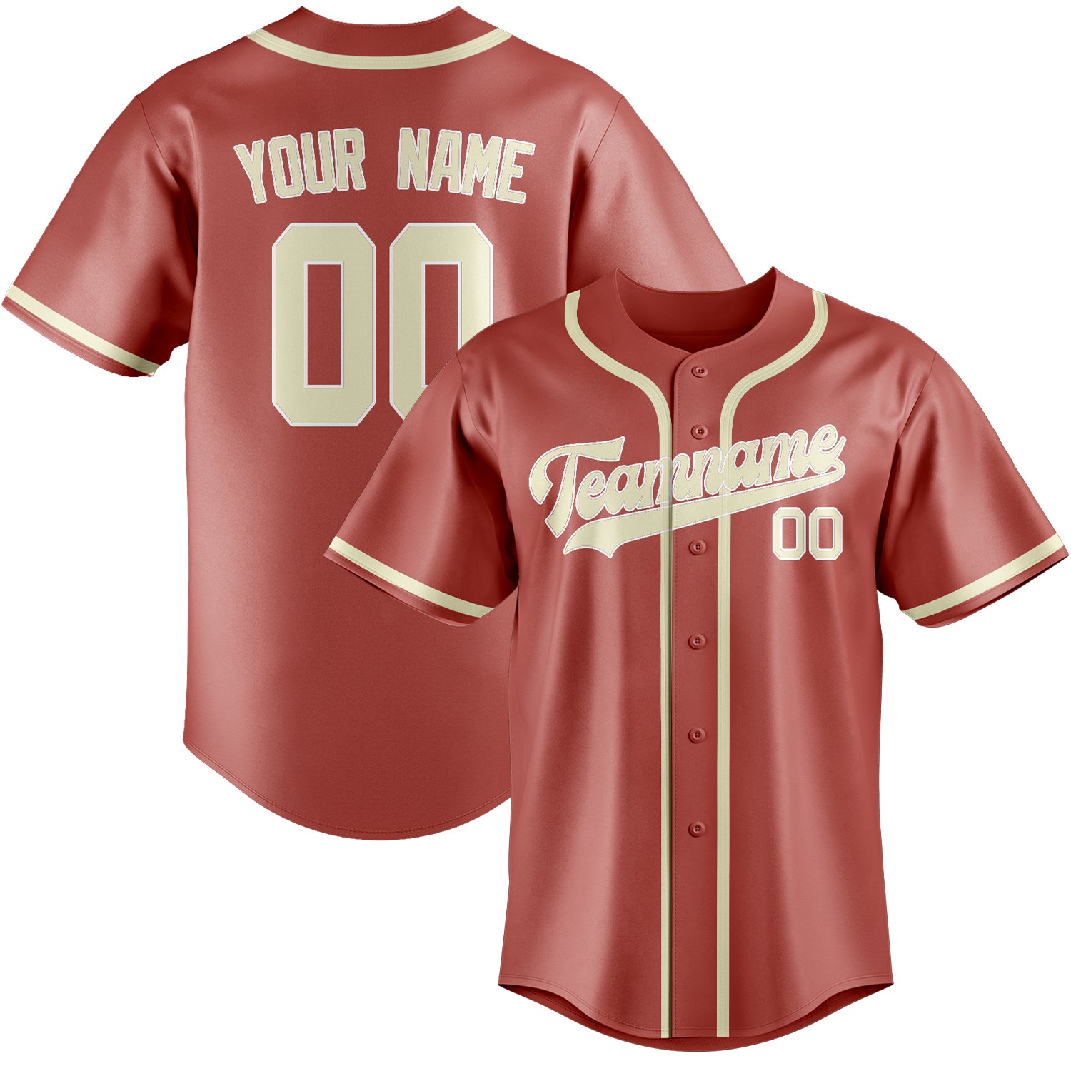 Custom Copper Rose Cream Baseball Jersey