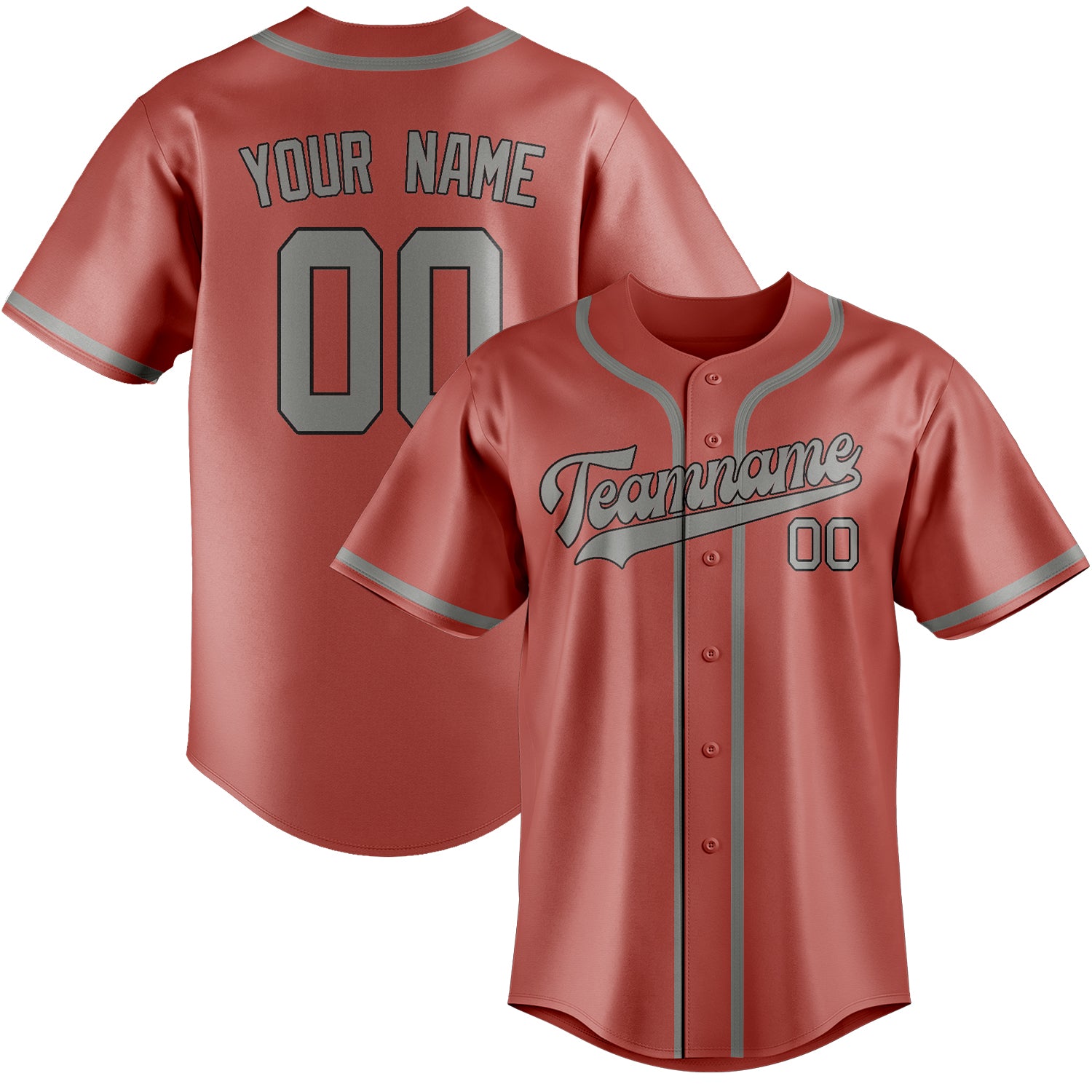 Custom Copper Rose Gray Baseball Jersey
