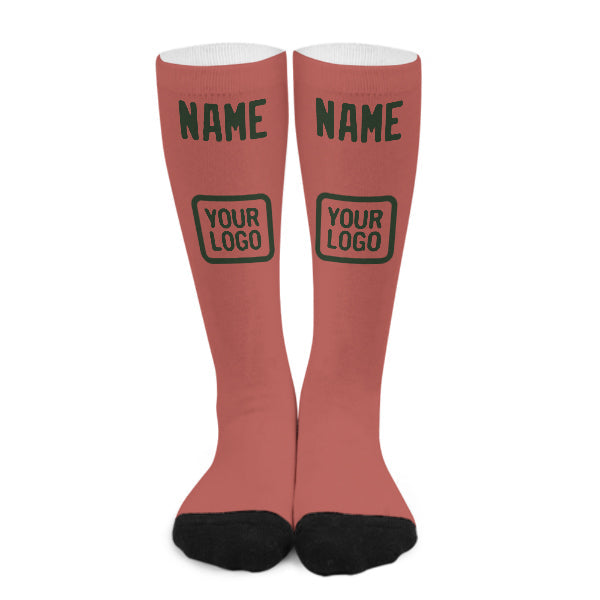 Custom Copper Rose Dark Green Knee-High Sock