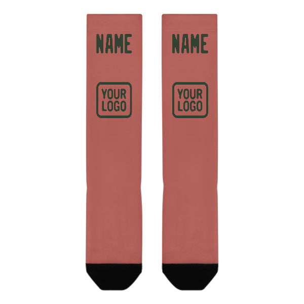 Custom Copper Rose Dark Green Knee-High Sock