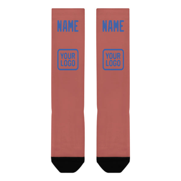 Custom Copper Rose Sky Blue Knee-High Sock