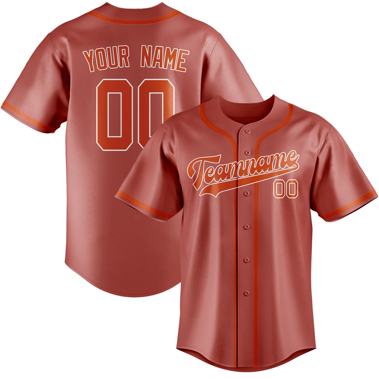 Custom Copper Rose Orange Red Baseball Jersey