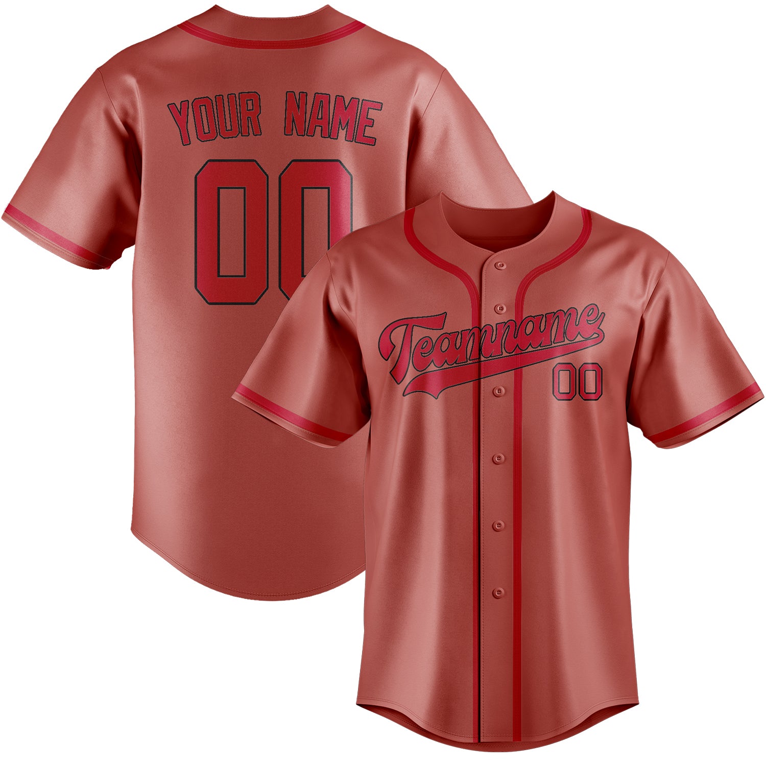 Custom Copper Rose Red Baseball Jersey