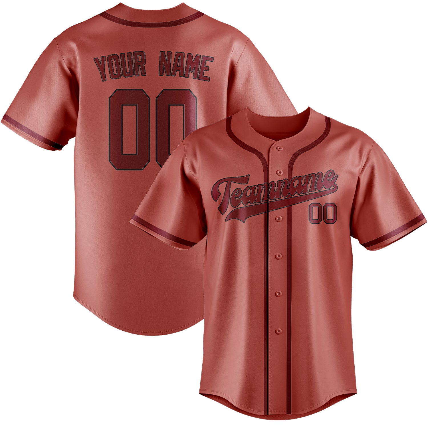 Custom Copper Rose Crimson Red Baseball Jersey