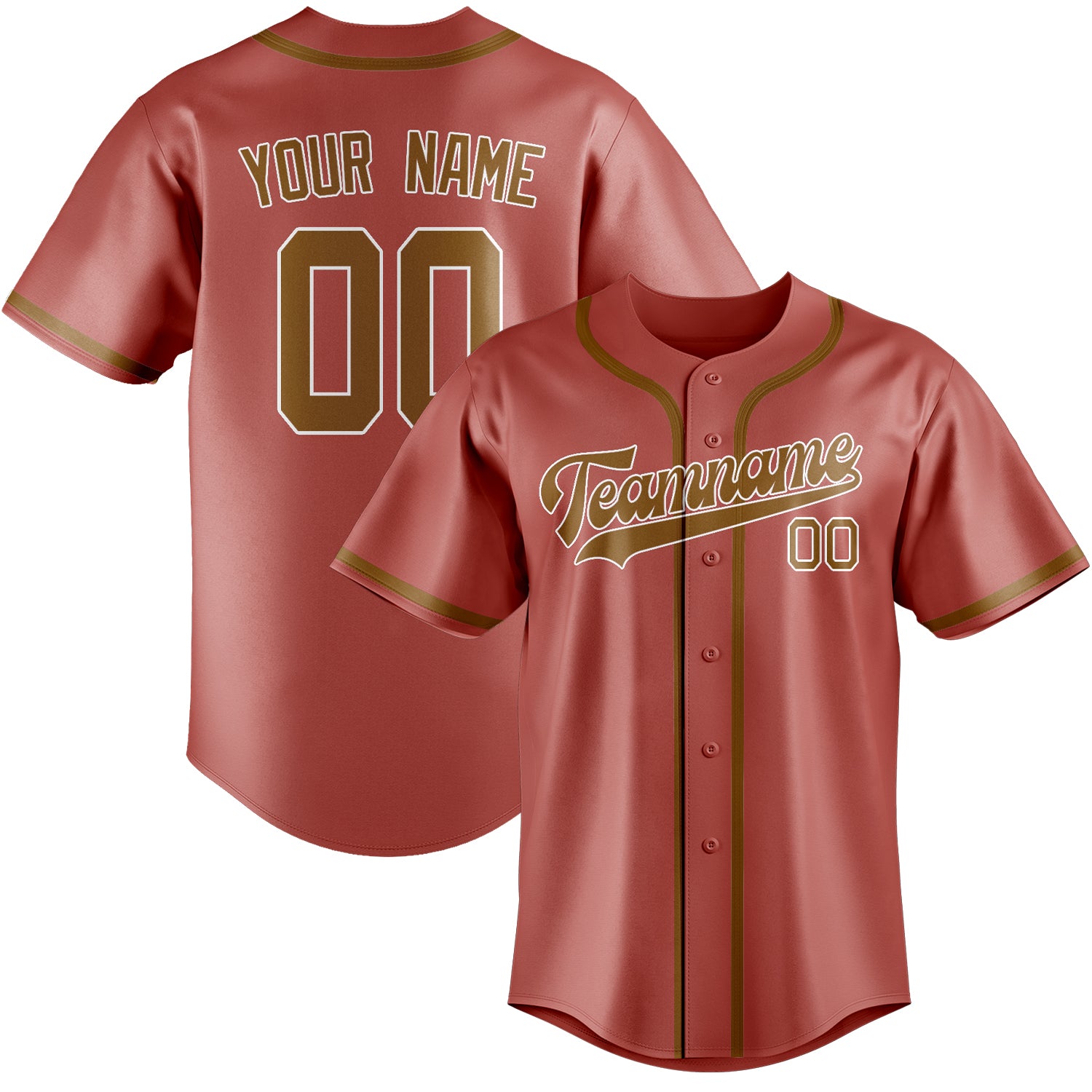 Custom Copper Rose Khaki Baseball Jersey
