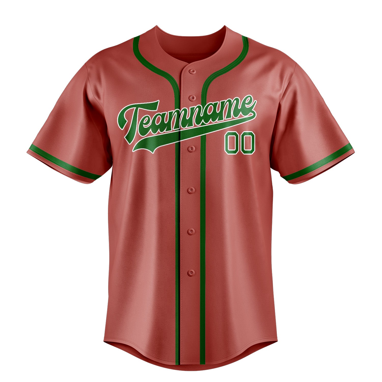 Custom Copper Rose Emerald Green Baseball Jersey