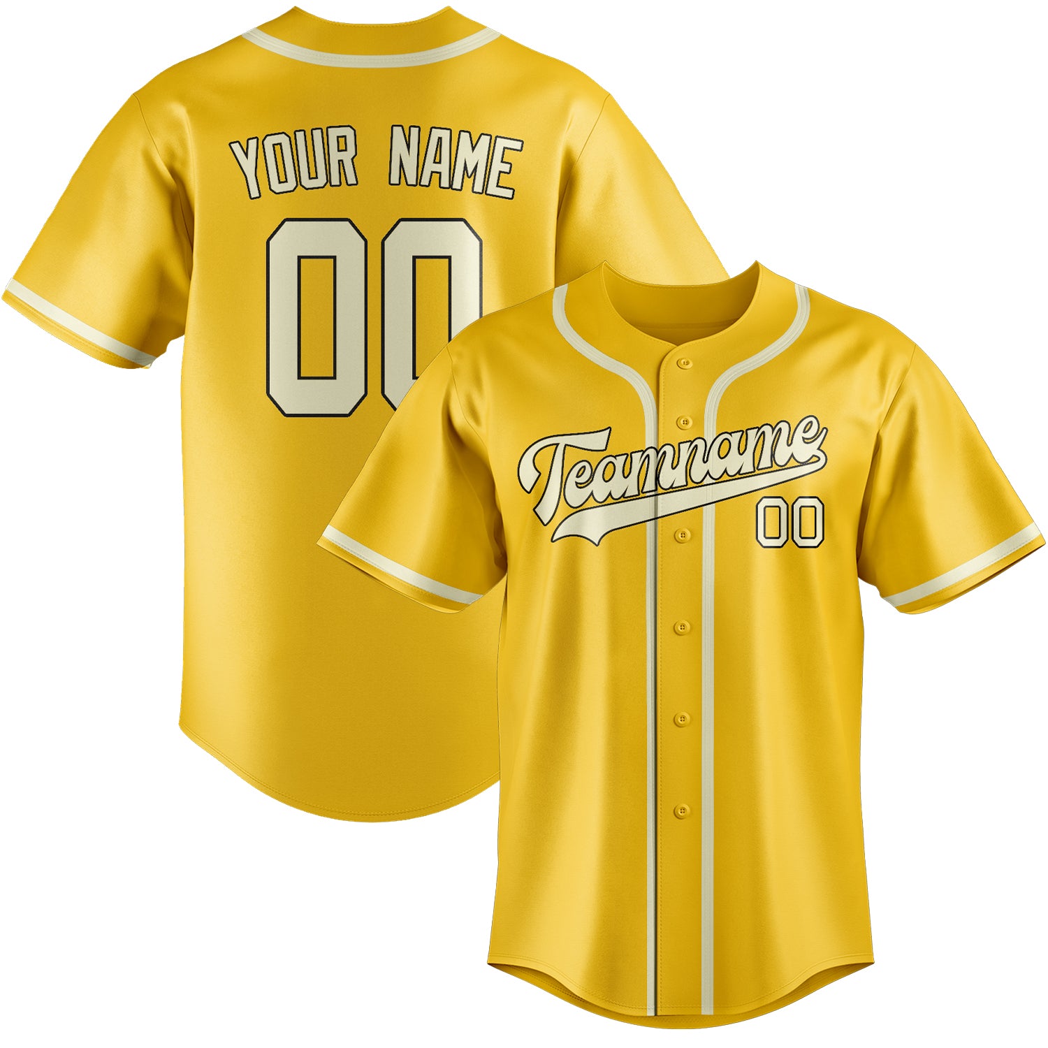 Custom Gold Cream Baseball Jersey