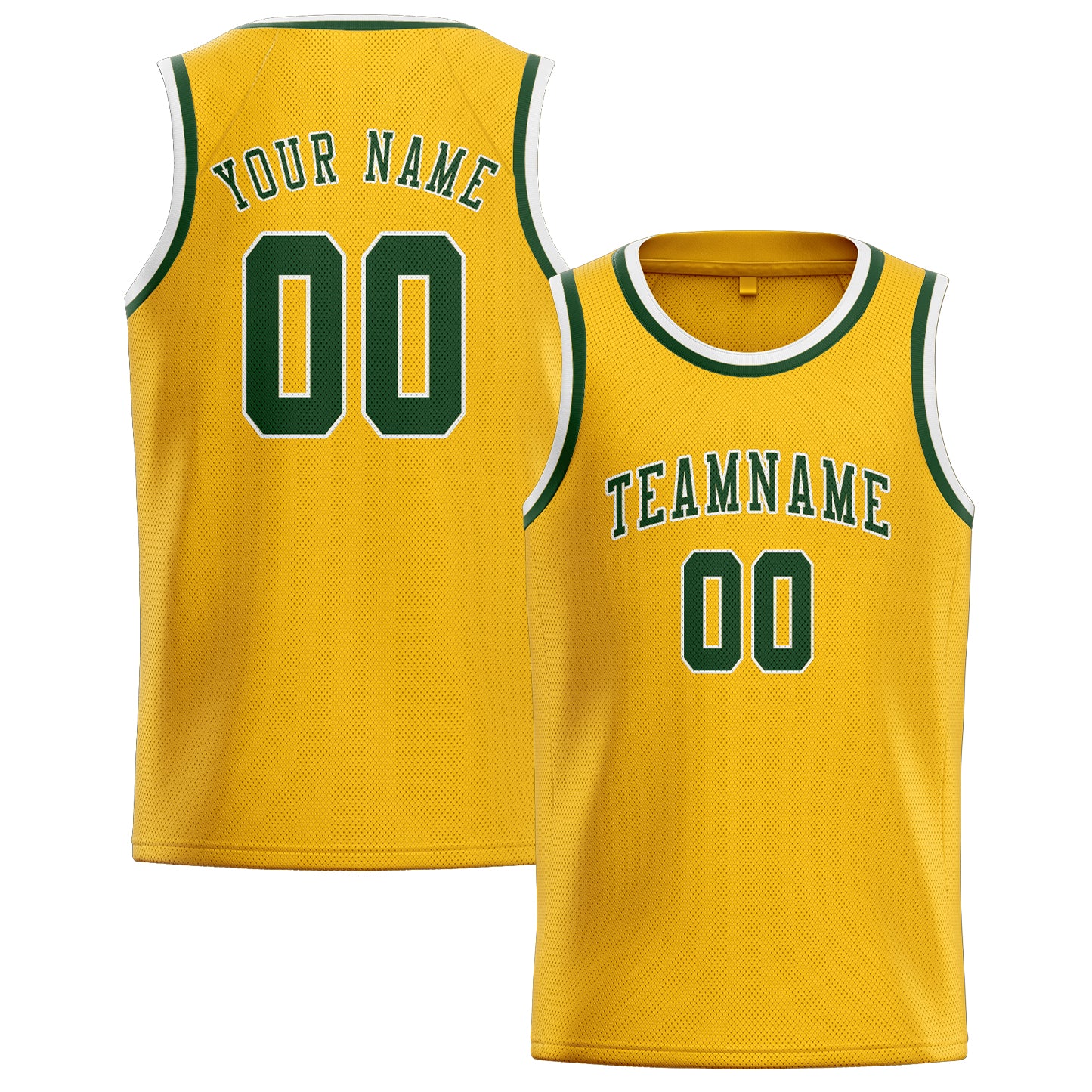 Custom Gold Dark Green Basketball Jersey