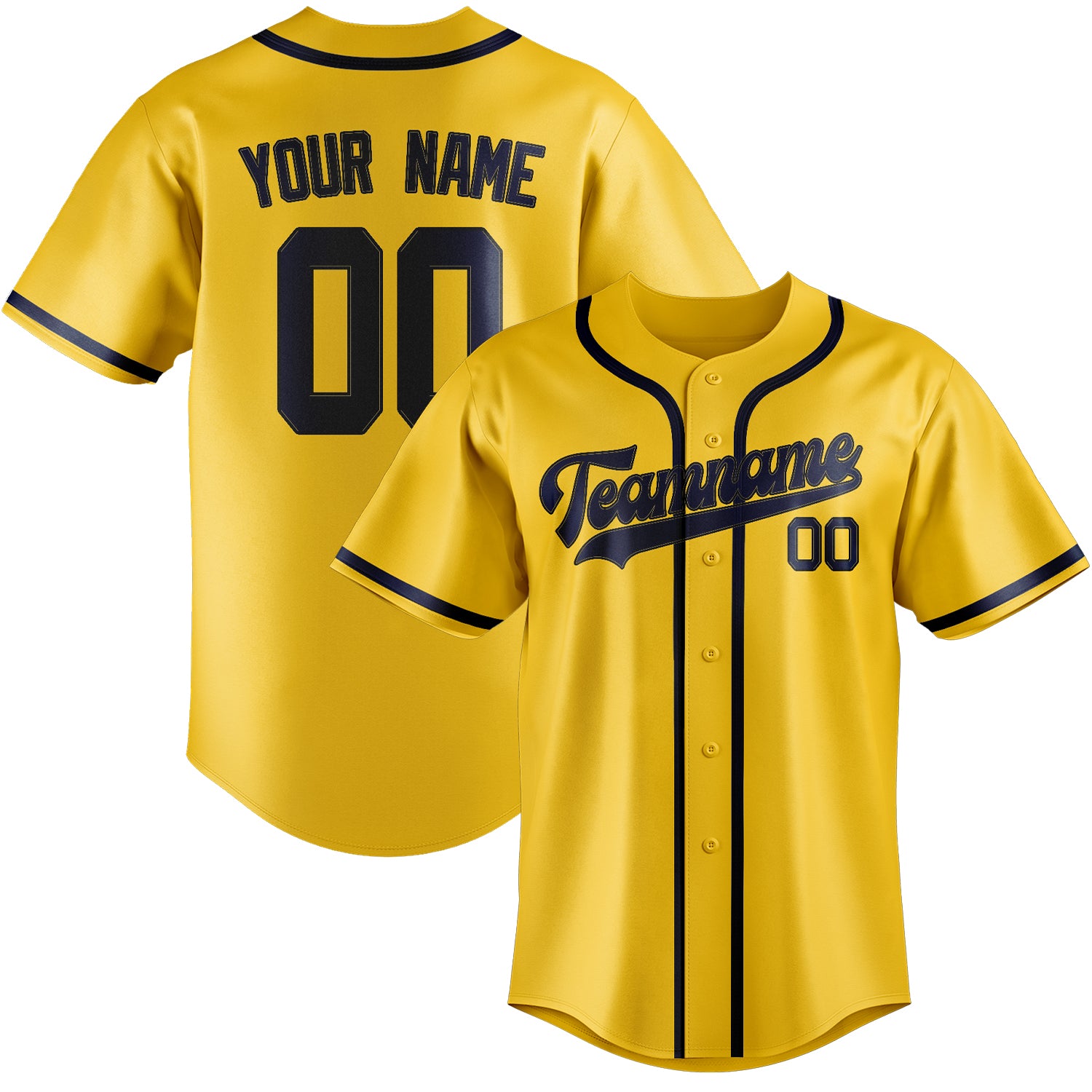 Custom Gold Blue Baseball Jersey