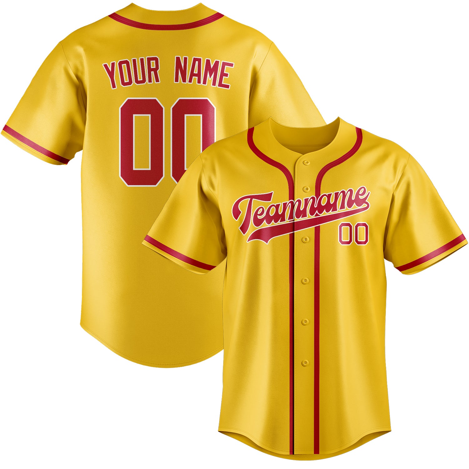Custom Gold Red Baseball Jersey
