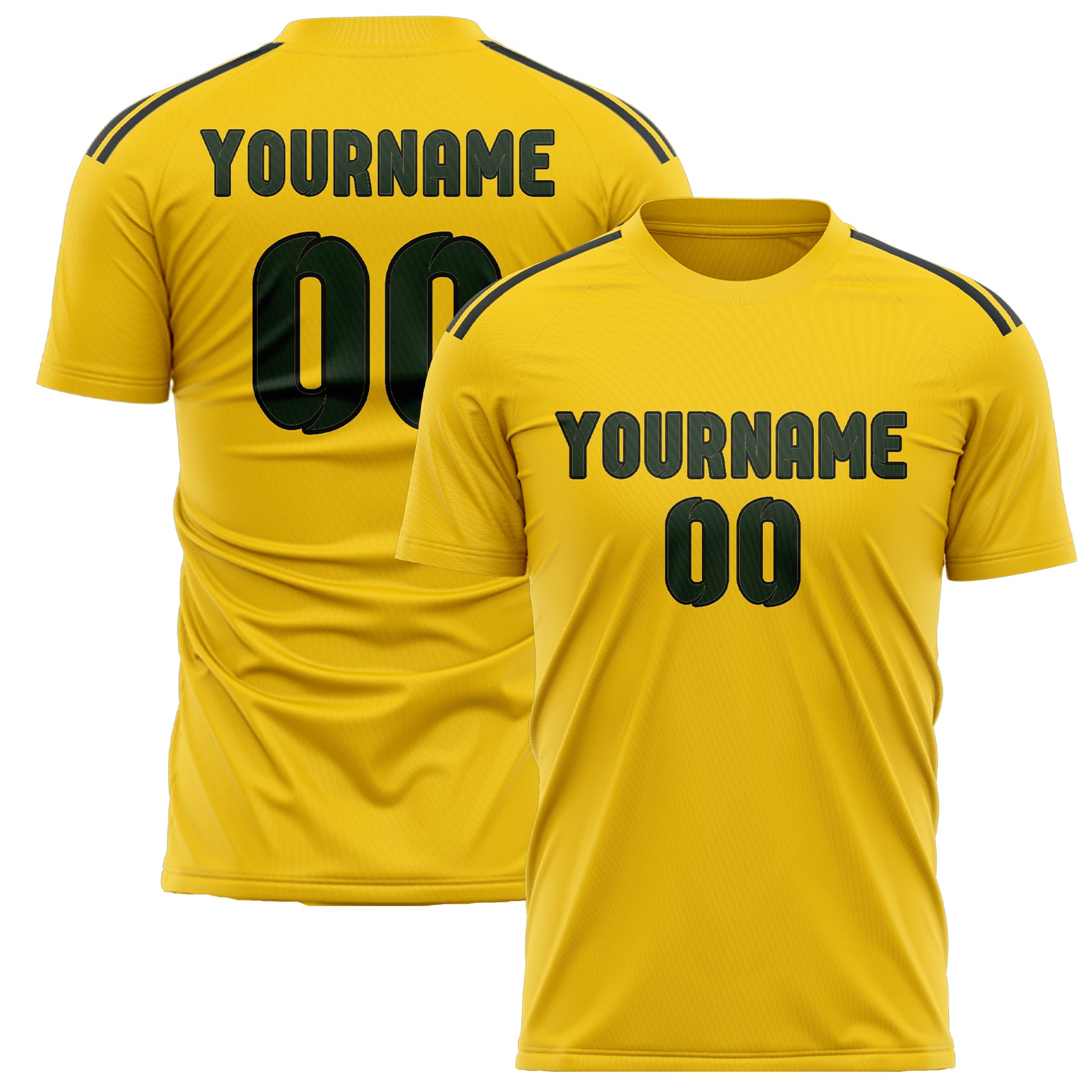 Custom Gold Dark Green Soccer Jersey