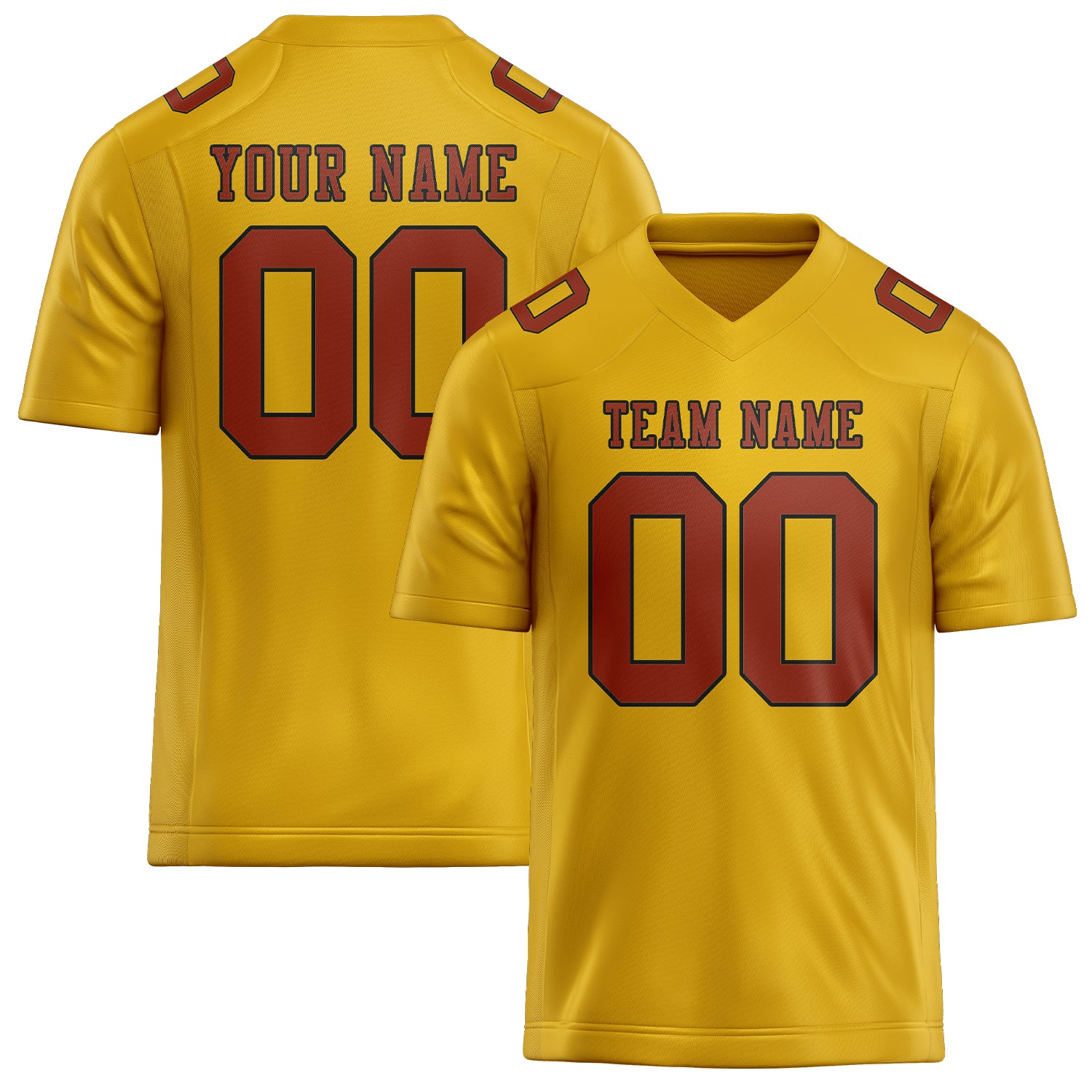 Custom Gold Coral Red Football Jersey